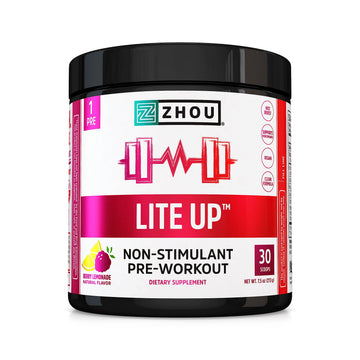 Zhou Nutrition Lite Up, Non-Stimulant Pre Workout Powder, Caffeine Free Nitric Oxide Zhou Nutrition Au supplements