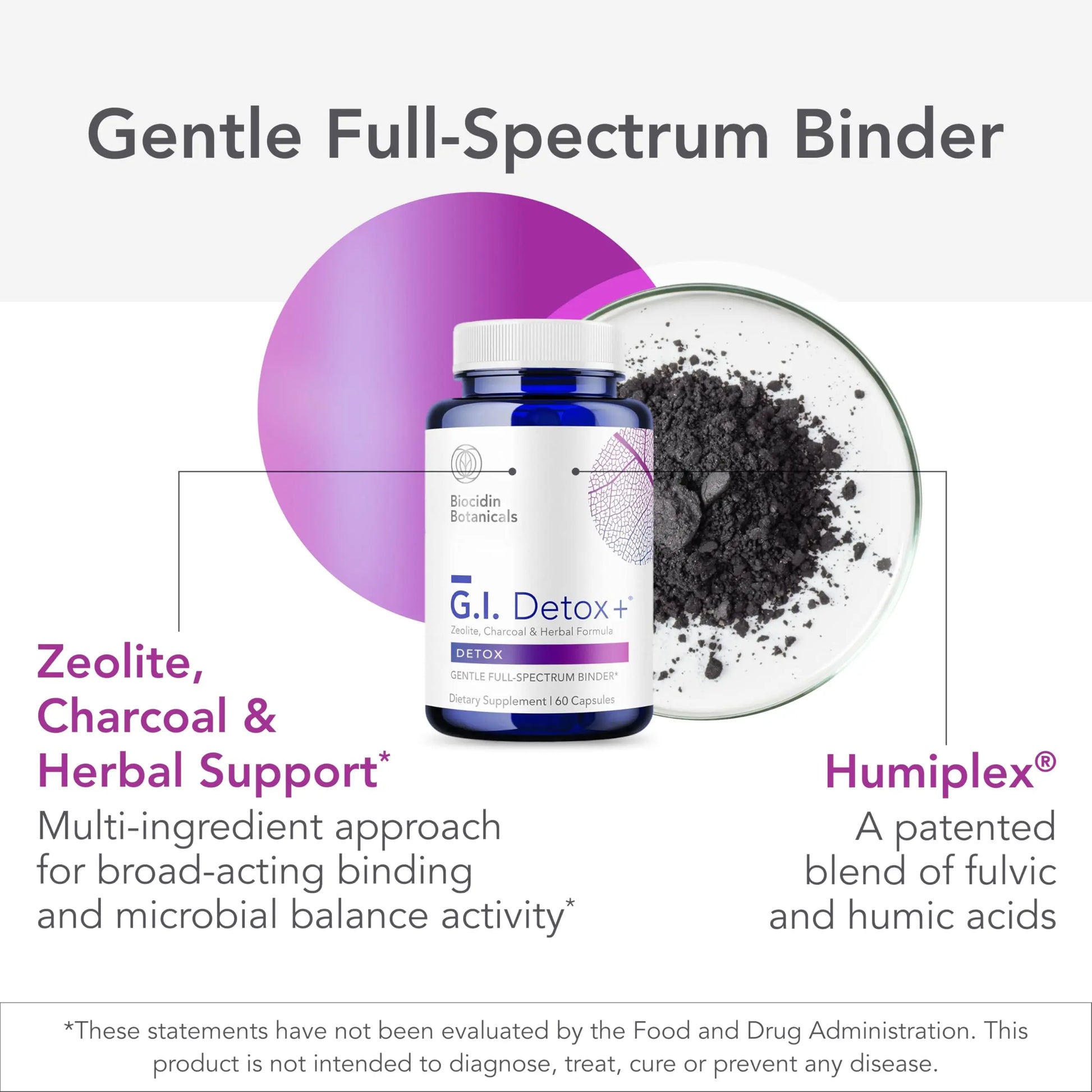 Biocidin G.I. Detox+ Activated Charcoal Binder & Zeolite Detox Supplements with Silica - Helps Bind & Clear Toxins - Supports Full Body Cleansing and May Reduce Bloating (60 Capsules) Bio-Botanical Research Au supplements