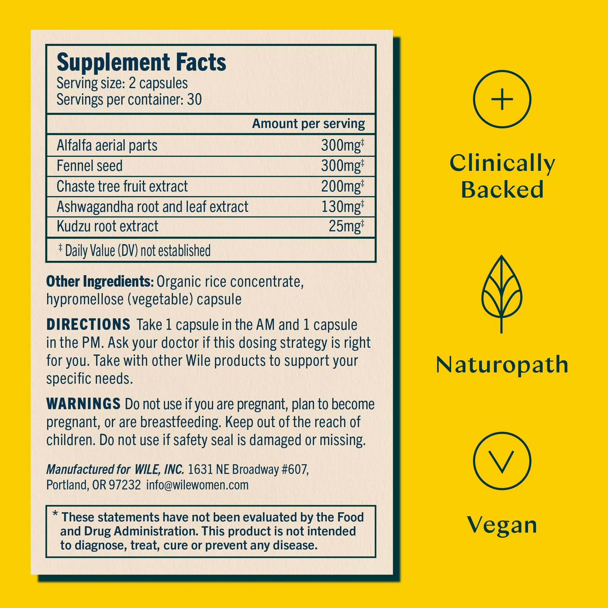 Wile Perimenopause Supplement for Women with Ashwagandha, Kudzu Root, Hops Extract WILE Au supplements
