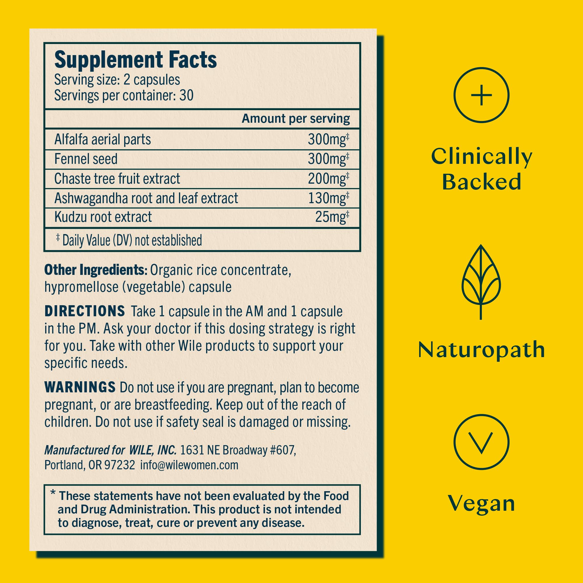 Wile Perimenopause Supplement for Women with Ashwagandha, Kudzu Root, Hops Extract WILE Au supplements