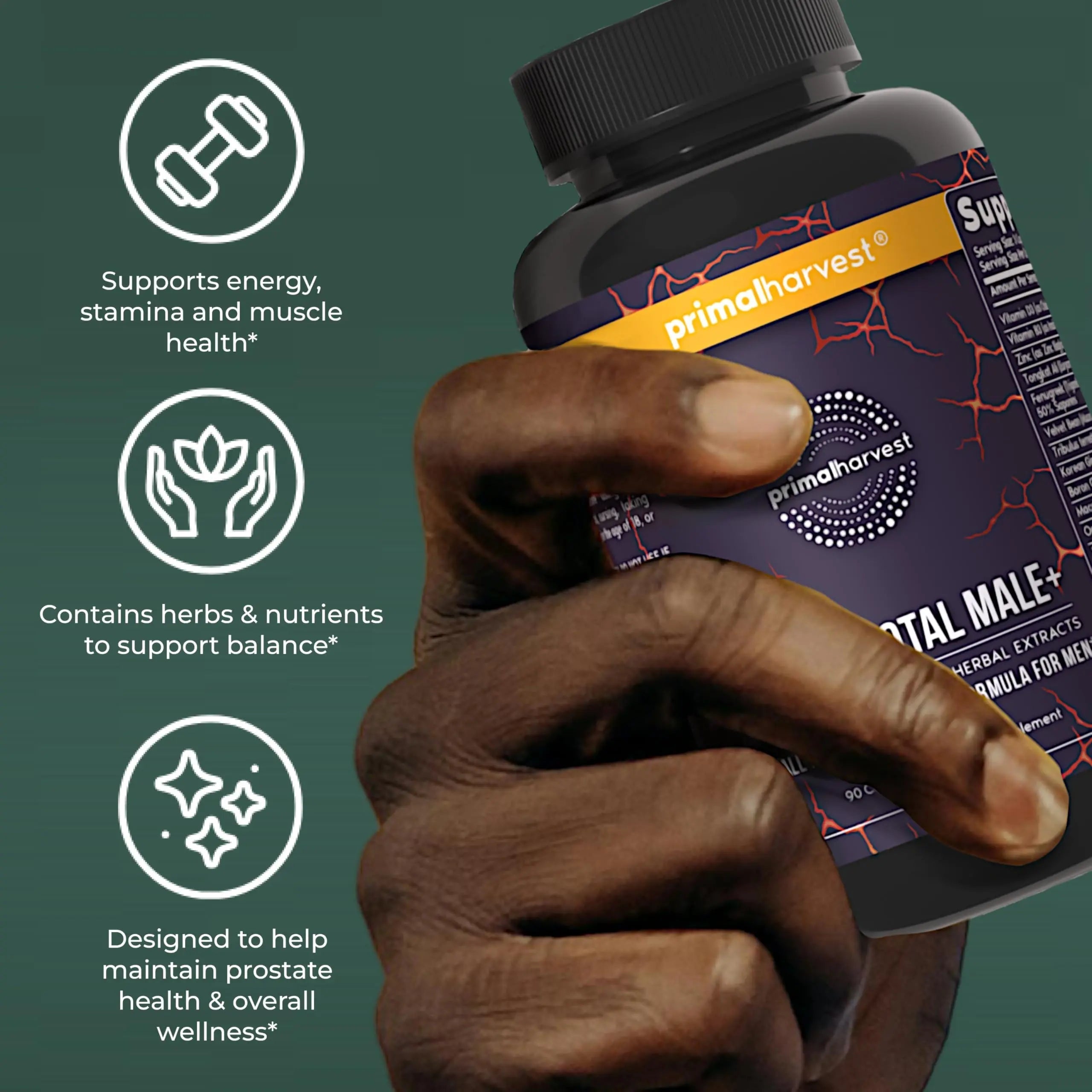 Primal Harvest Total Male+ Multivitamin for Men Vitamins, Minerals and Herbal Support for Energy, Vitality, Immune Health Primal Harvest Au supplements