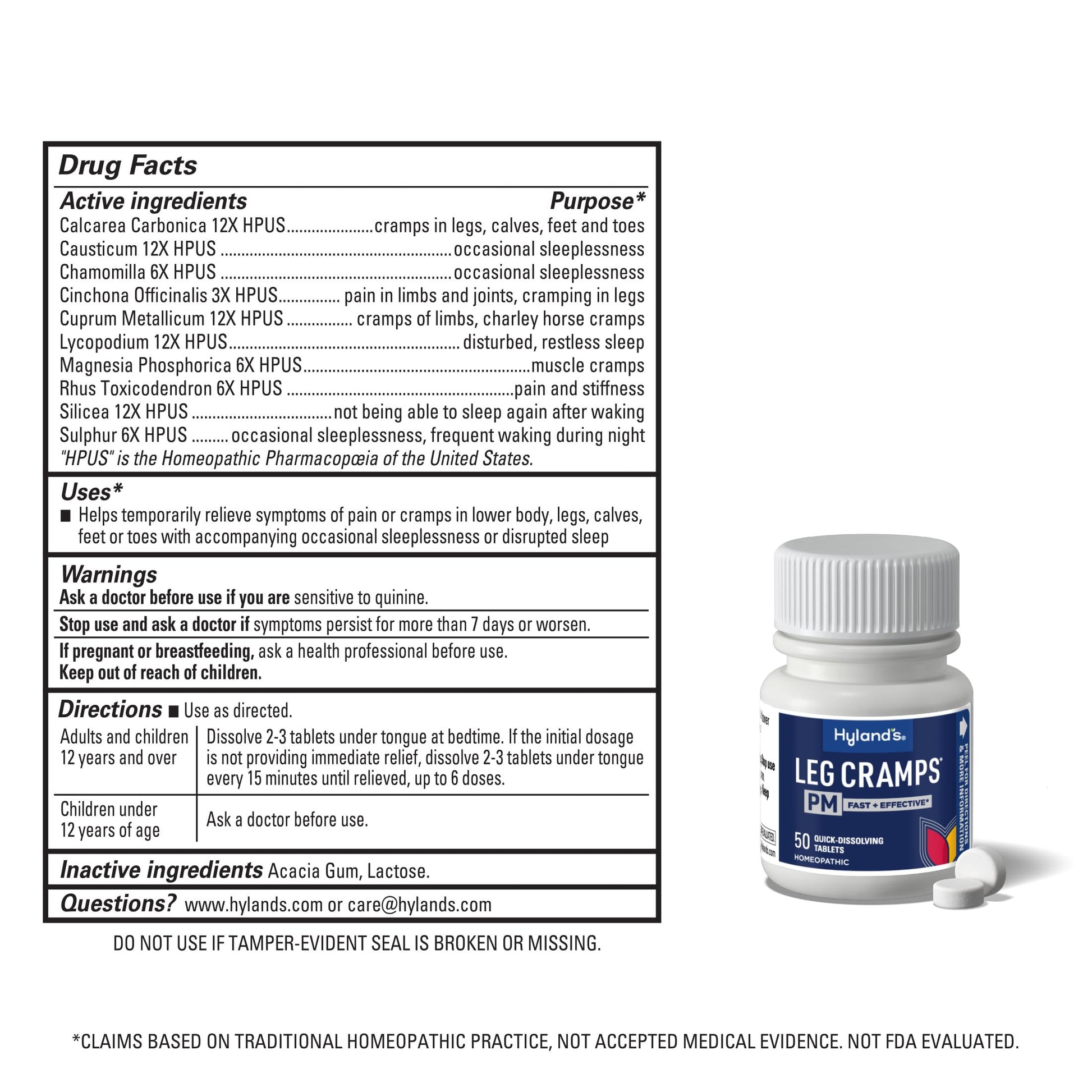 Hyland's Leg Cramps PM, Relief of Nighttime Leg, Calf, and Foot Cramps, 50 Quick-Dissolving Tablets 2-Pack (100 Total) Hyland's Au supplements