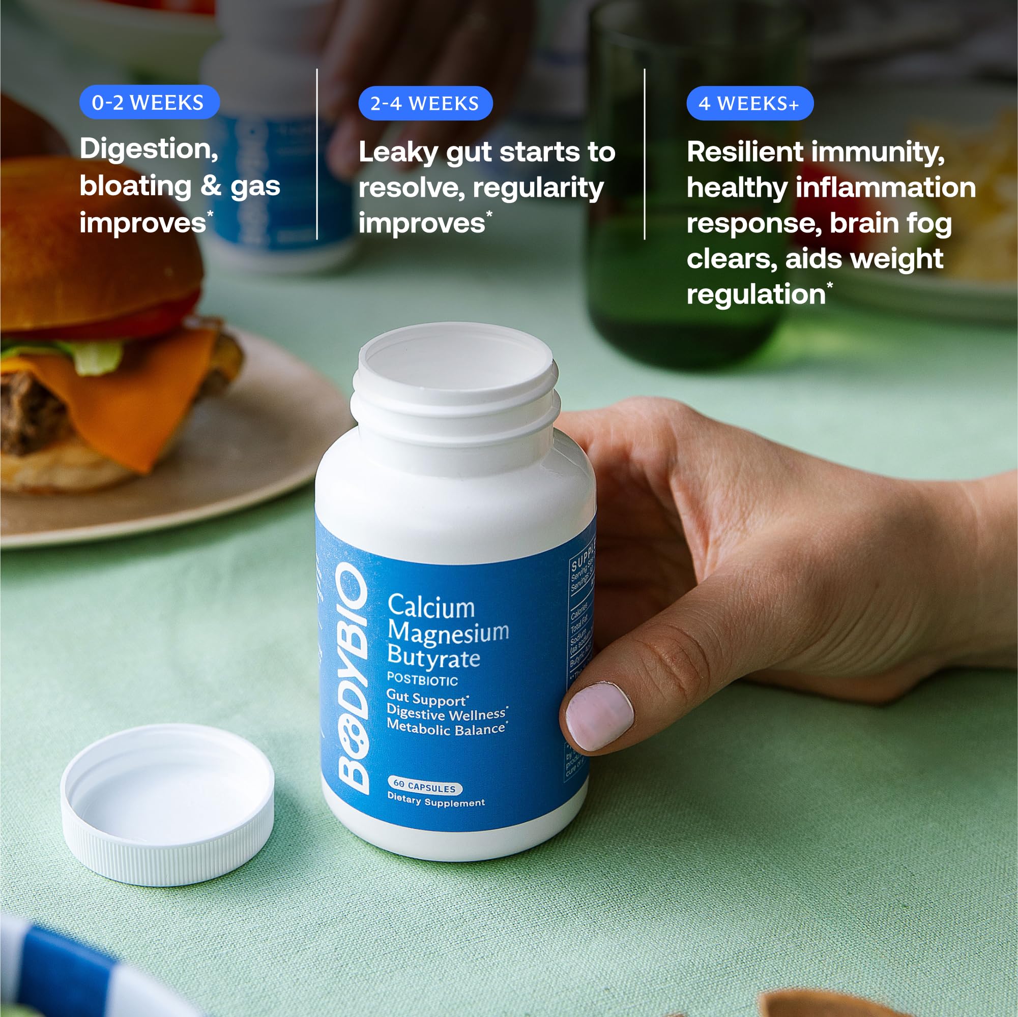 BodyBio Butyrate - Postbiotic for Gut Health, Digestive Support, Bloat, Gas & Constipation Relief, Leaky Gut Repair - Calcium, Magnesium + Butyric Acid Supplement for GI Wellness BodyBio Au supplements