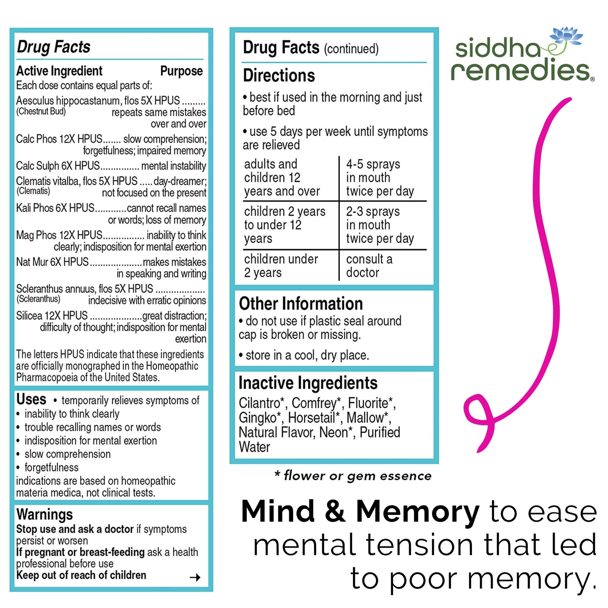Siddha Remedies Mind & Memory Spray for Apathy, Indifference & Low Focus Siddha Au supplements