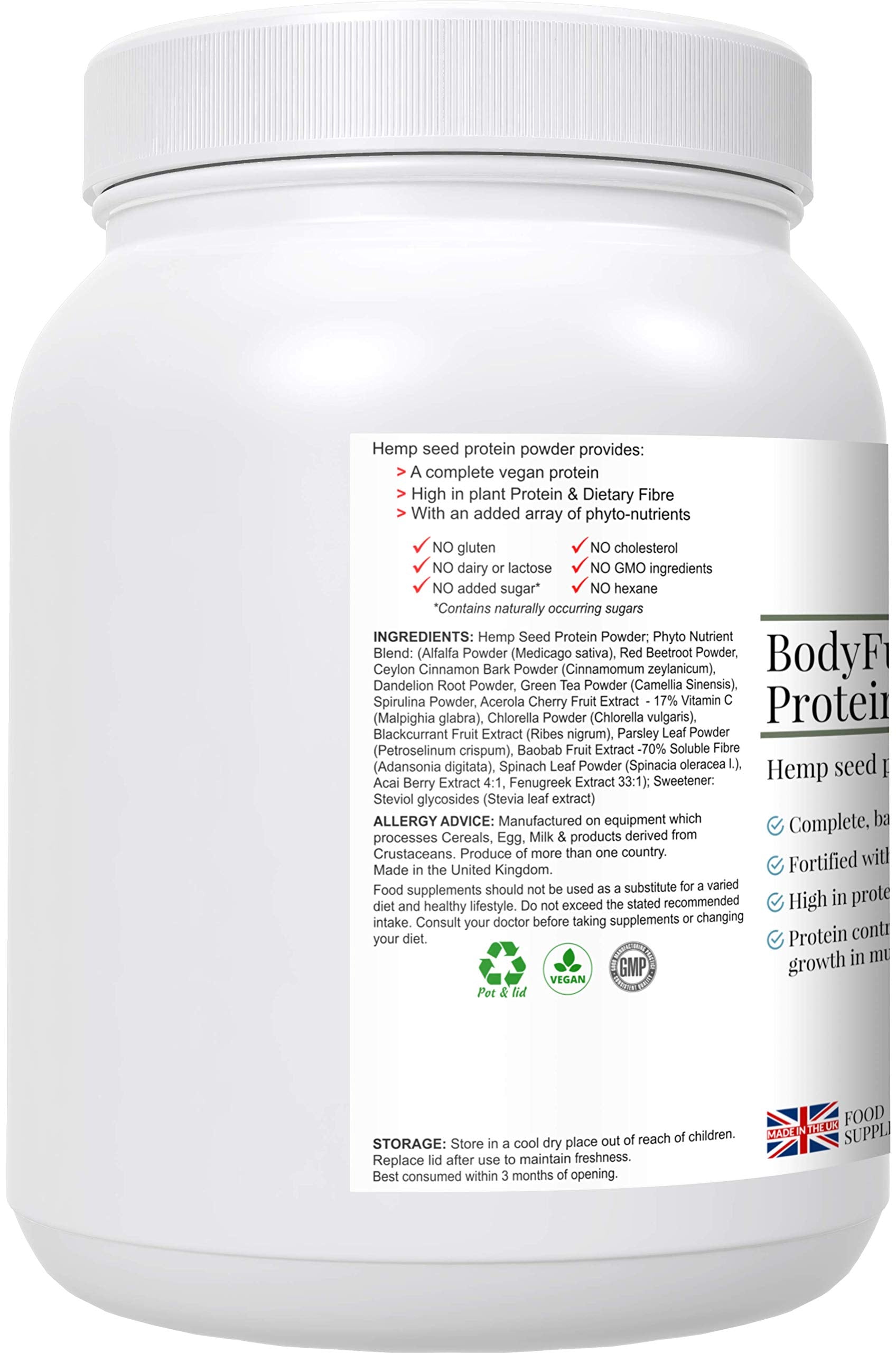 Complementary Supplements - BodyFuel Hemp Protein Powder Plus 14 Superfoods & Phytonutrients Complementary Supplements Au supplements