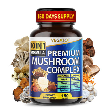 10 in 1 High Strength Mushroom Supplement - Lions Mane, Cordyceps, Reishi - Brain Supplements for Memory and Focus ** 5-Month Supply VEGATOT Au supplements