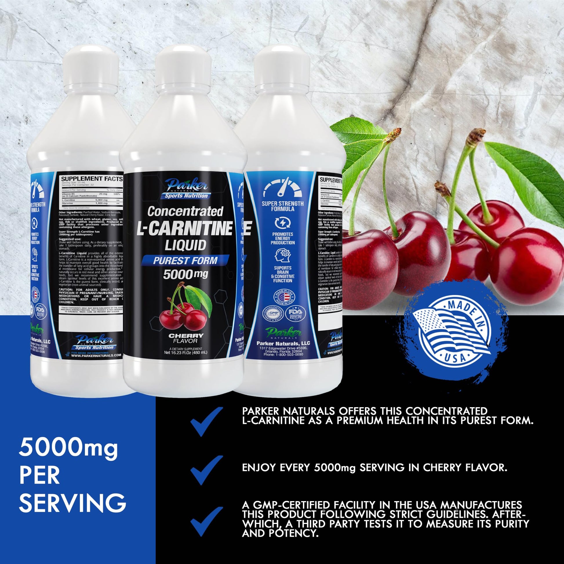 Parker Naturals L-Carnitine 5000 Mg Premium Dietary Supplement Liquid - 16 Oz All Natural Parker Naturals Au supplements
