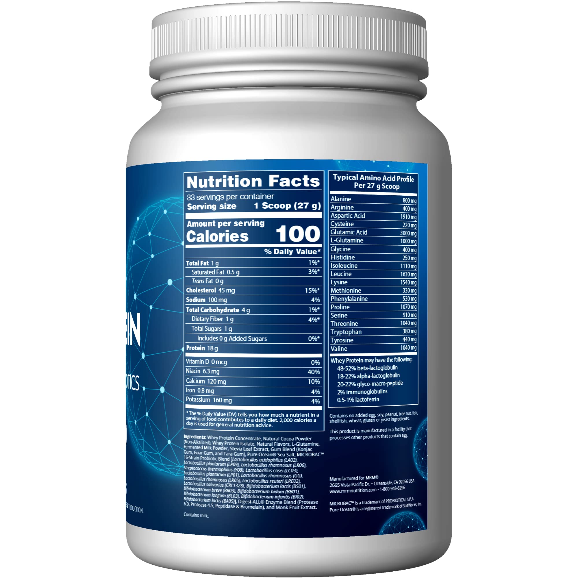 MRM Nutrition Whey Protein | Chocolate Flavored |18g Protein | with 2 Billion probiotics MRM Au supplements