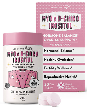 Legendairy Milk Myo-Inositol & D-Chiro Inositol Supplement for Women, 40:1 Ratio, PCOS & Fertility Support, Hormone Balance, Sugar Free Vegan Chewable Tablets, Cherry Flavor, 30 Day Supply Legendairy Milk Au supplements