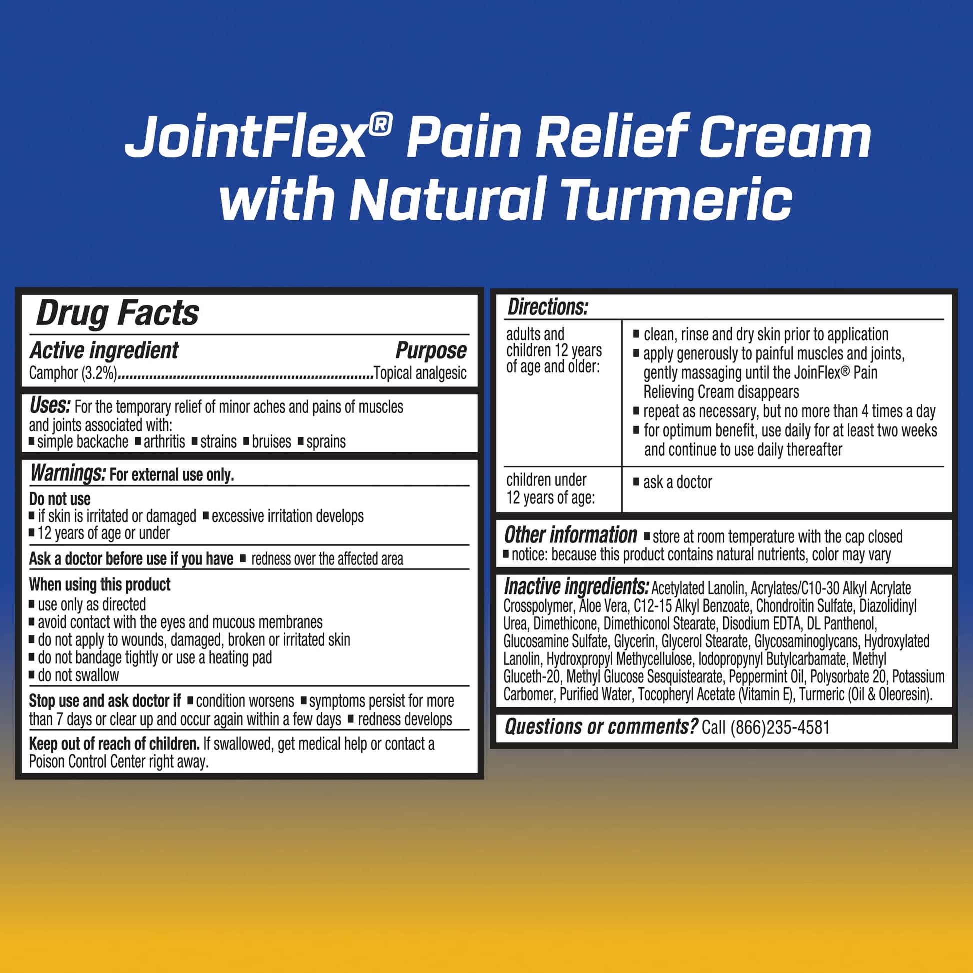 JOINTFLEX Pain Relief Cream with Turmeric, Arthritis Pain Relief, Joint Pain Relief, 3 Ounce Tube JointFlex Au supplements