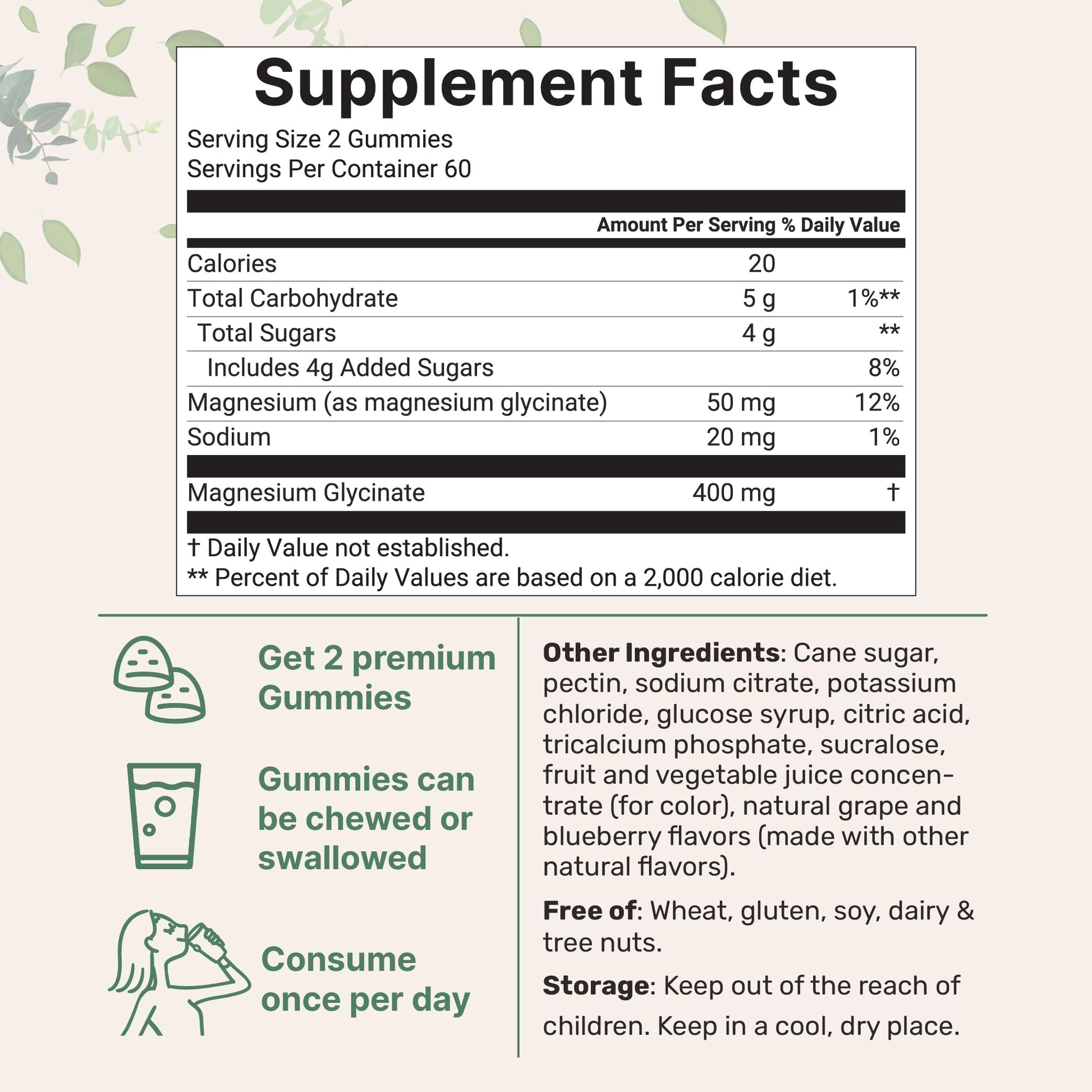 Magnesium Glycinate Gummies 400mg Per Serving, 120 Count | Natural Grape Blueberry Flavor | Potent Elemental Form + Chelated for High Absorption | Healthy Muscle, Bones, & Mood Support Supplement Micro Ingredients Au supplements