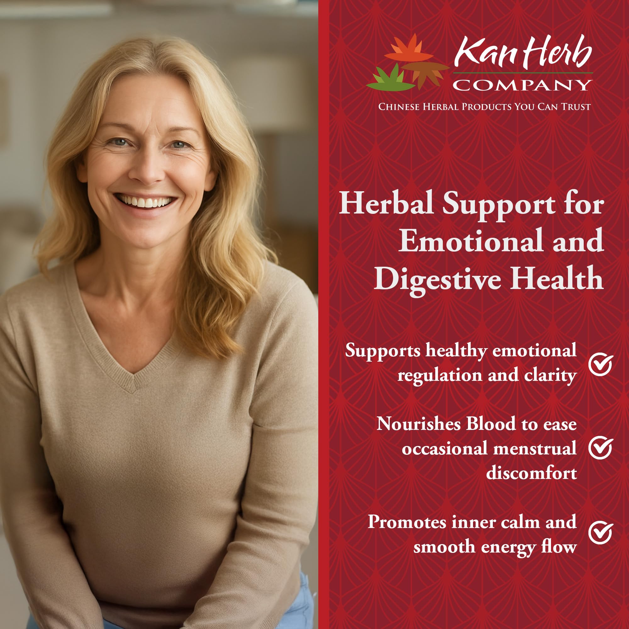 Kan Herbs Company Relaxed Wanderer – Traditional Chinese Herbal Formula to Support Mood, Digestion, and Menstrual Balance, Nourishes Blood, Eases Occasional Tension and Fatigue, 120 Tablets Kan Herb Au supplements
