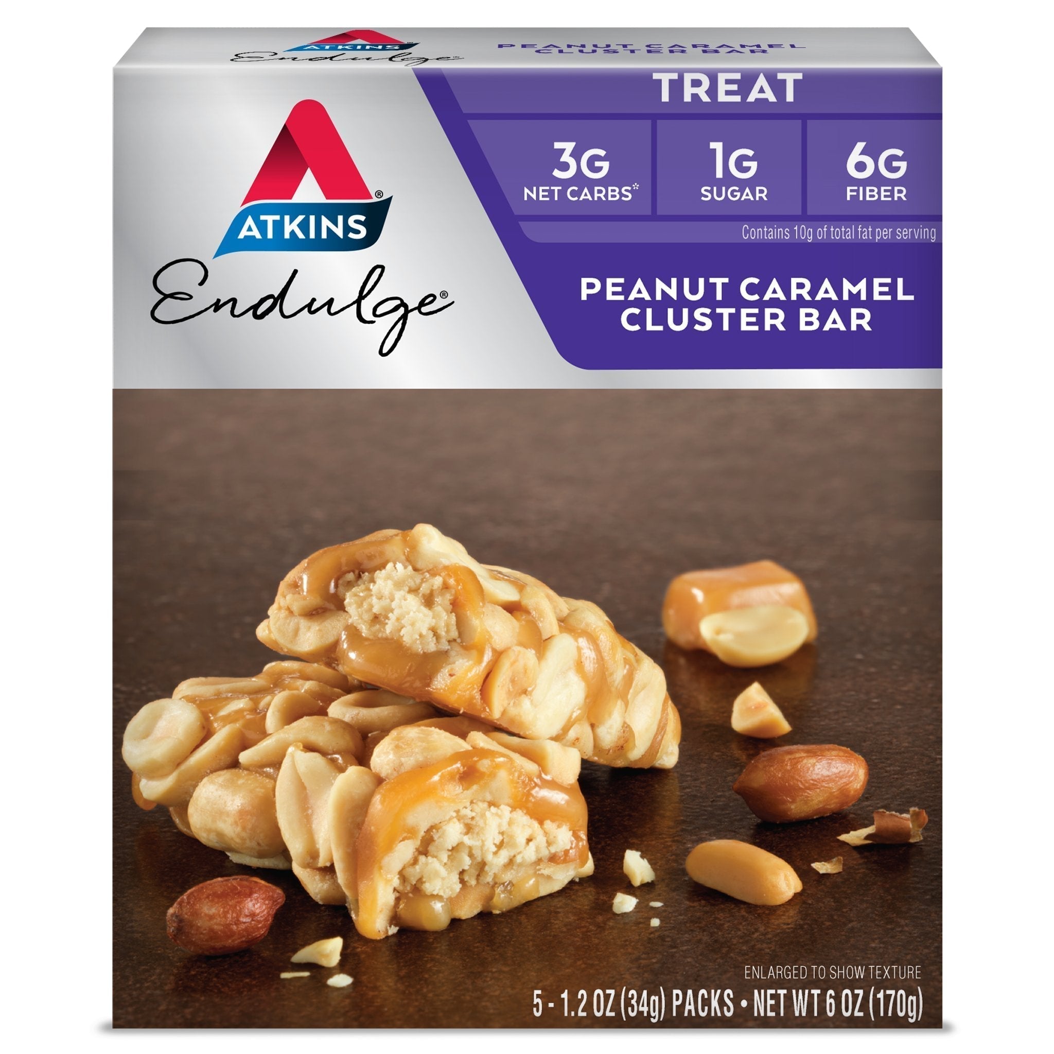 Atkins Peanut Caramel Cluster Bar, Dessert Favorite, High in Fiber, 3g Net Carb, 1g Sugar Atkins Au supplements