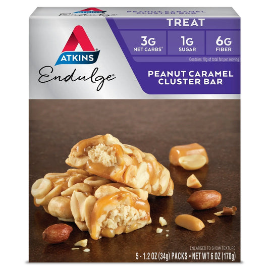 Atkins Peanut Caramel Cluster Bar, Dessert Favorite, High in Fiber, 3g Net Carb, 1g Sugar AtkinsAU supplements