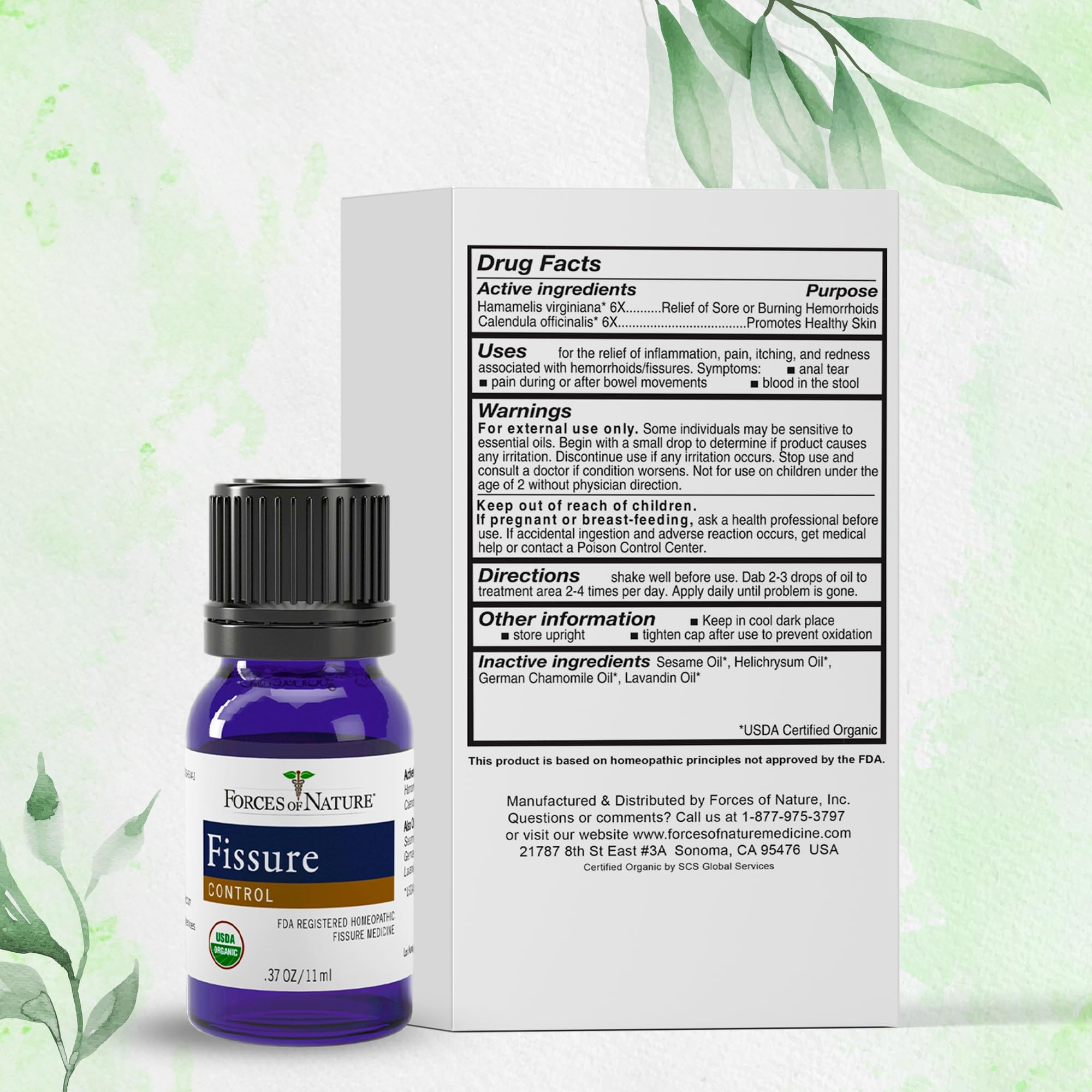 Forces of Nature Fissure Control, Organic Homeopathic Treatment with Witch Hazel for Anal Fissures, Hemorrhoid Related Irritation & Discomfort, Fast, Natural Topical Relief, 1 Fl Oz Forces of Nature Au supplements