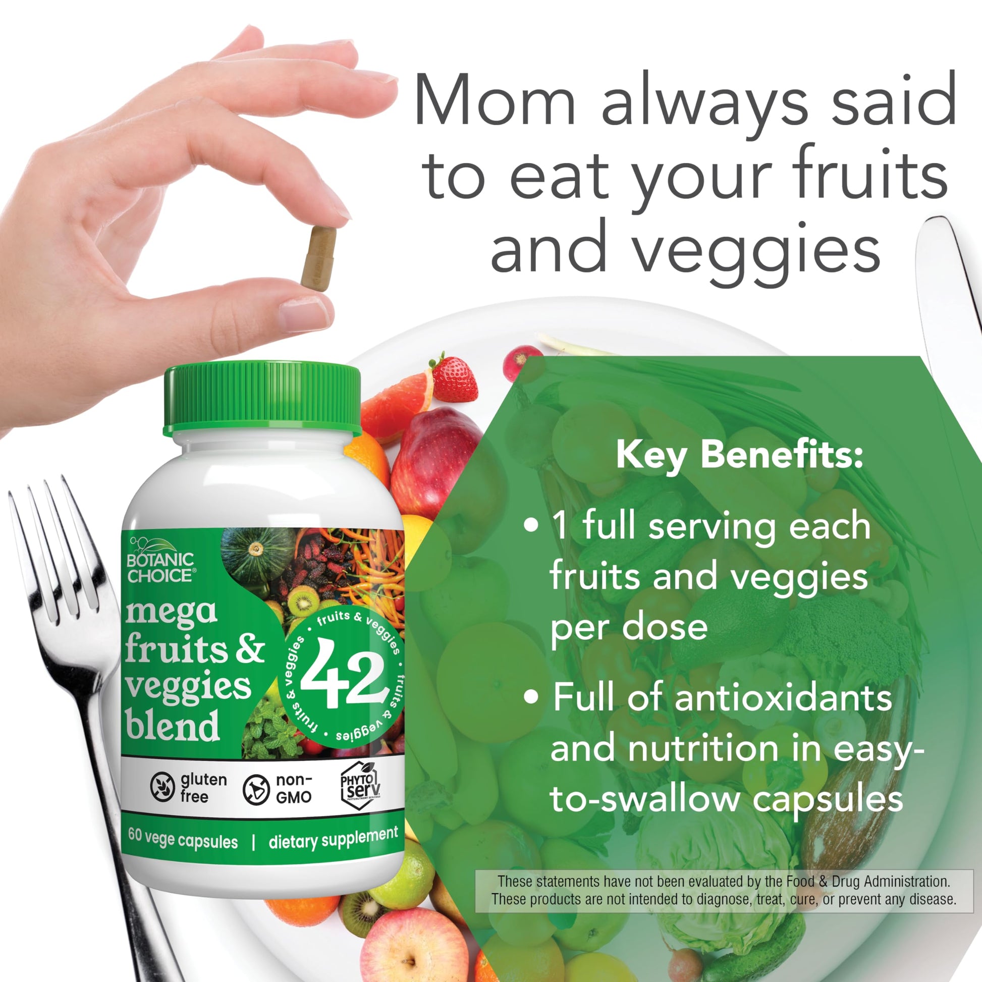 Botanic Choice Since 1910 - Mega Fruits & Veggies Blend - 42 Fruits and Vegetables - 2 Caps Daily - 60 Count Supplement - 2 Pack Botanic Choice Au supplements