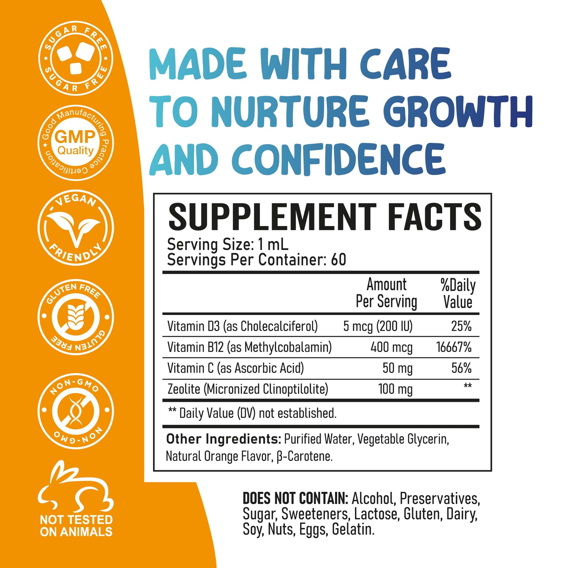Zoyki Speech Therapy Drops for Kids - Speech Support Supplement for Communication Delay Cognitive Function Language & Brain Development with Zeolite Vitamins B12 D3 C - Sugar Free Gluten-Free Vegan Zoyki Au supplements