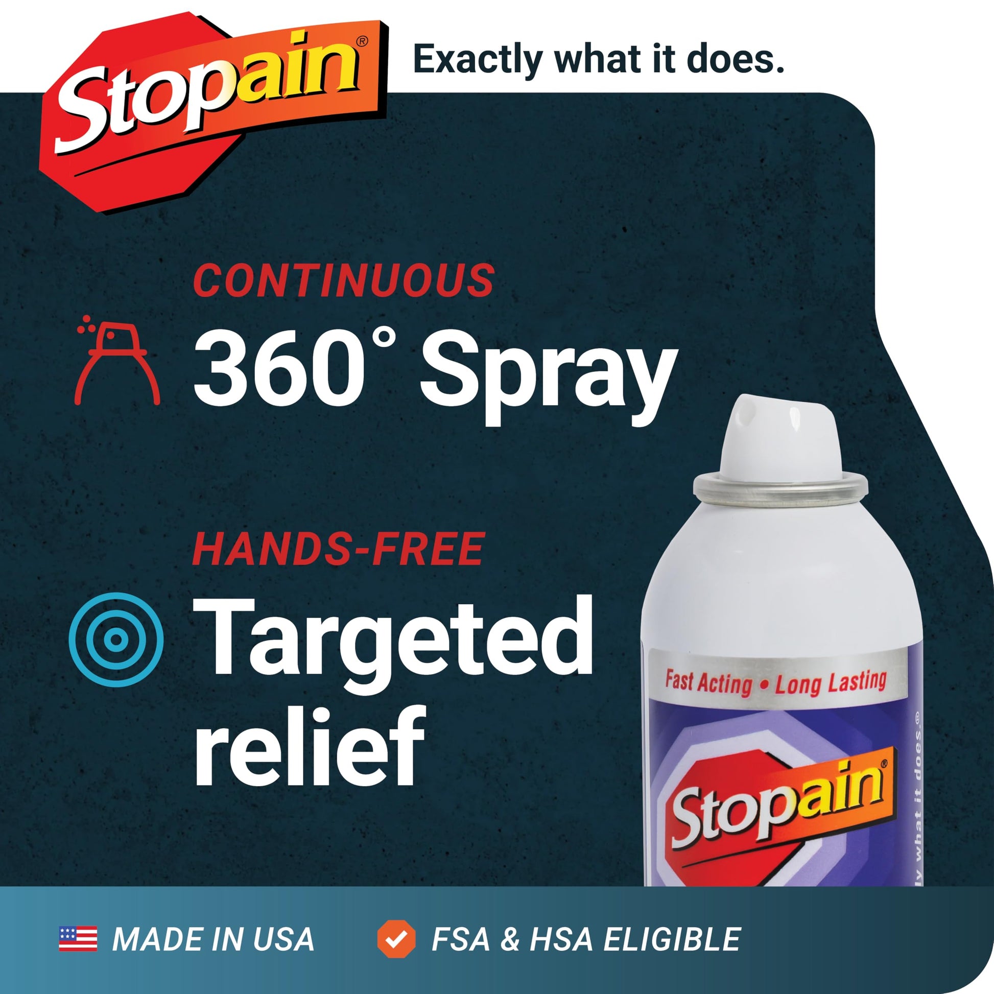 Stopain Pain Relief Spray 4oz (2 Pack) USA Made, Max Strength Fast Acting with MSM, Glucosamine, Menthol for Arthritis, Lower Back, Neck, HSA FSA Approved Topical Analgesic Products Stopain Au supplements