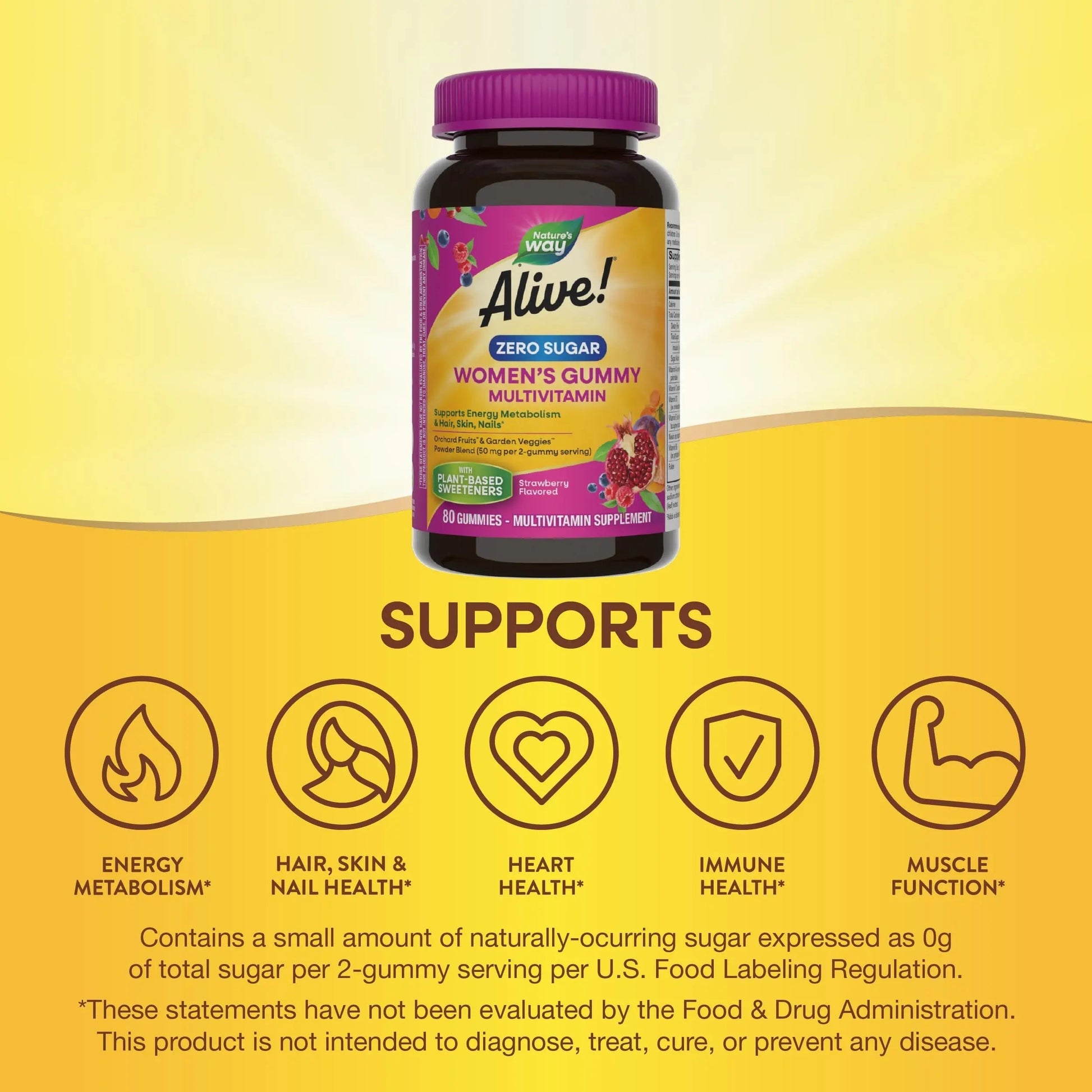Nature’s Way Alive! Zero Sugar Women's Gummy Multivitamins, Energy Metabolism*, Hair, Skin, Nails*, B-Vitamins Nature's Way Au supplements