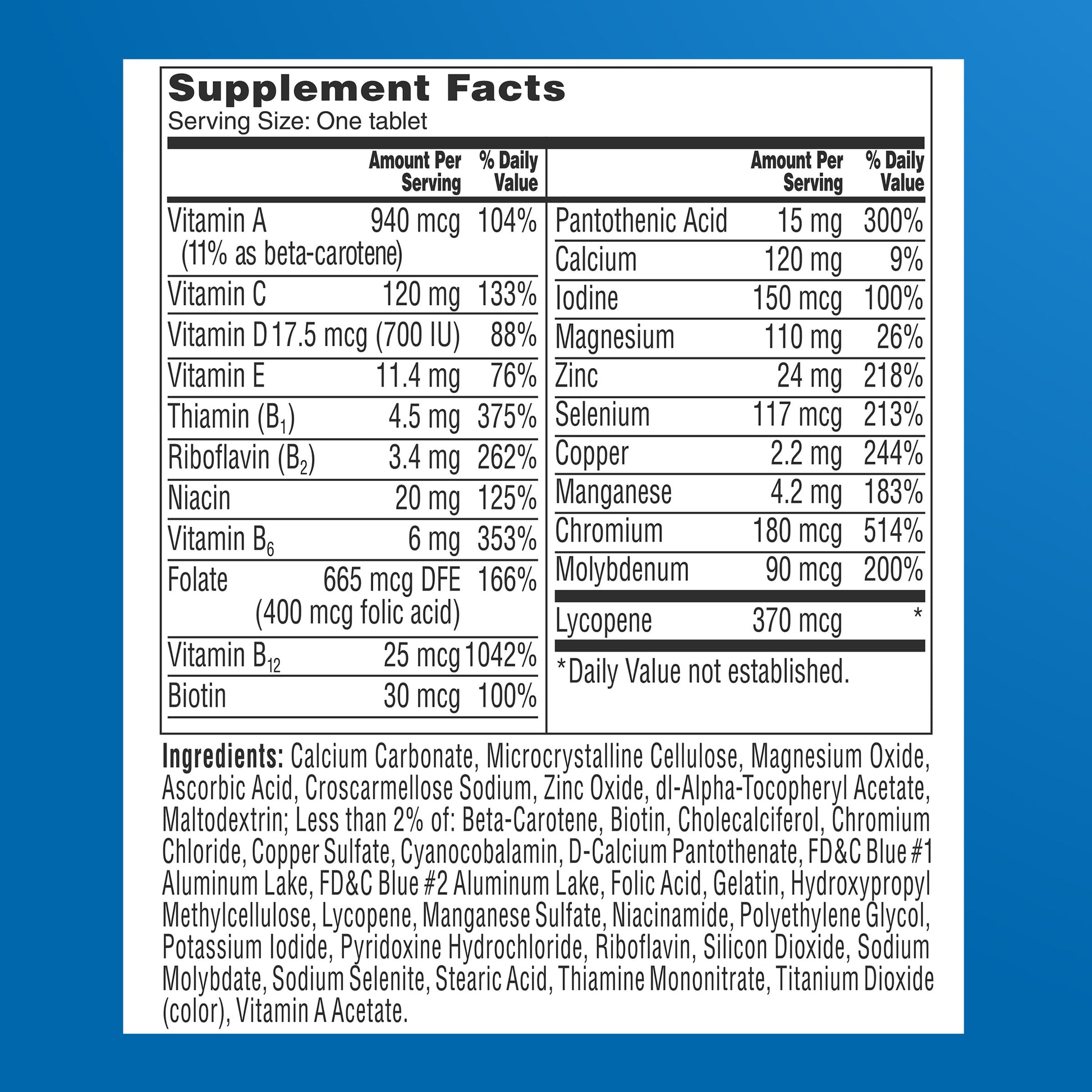 One A Day Men’s 50+ Healthy Advantage Multivitamin, Multivitamin for Men with Vitamins A, C, E, B6, B12, Calcium and Vitamin D ONE A DAY Au supplements