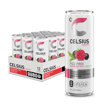 CELSIUS Raspberry Acai Green Tea, Functional Essential Energy Drink 12 Fl Oz (Pack of 12) Packaging may vary CELSIUS Au supplements