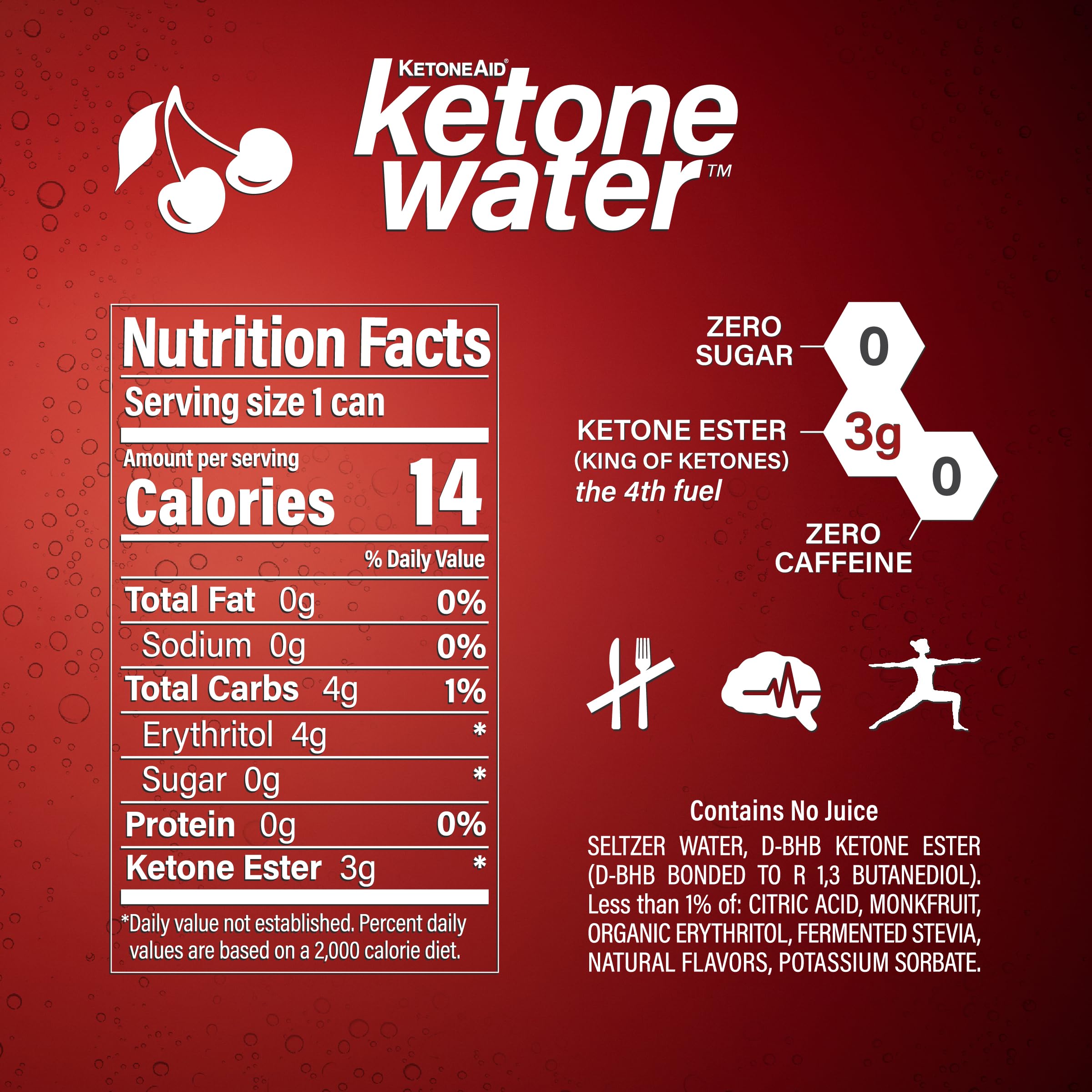 KetoneWater | Functional Sparkling Water w/Ketone Ester (3 Grams) | Black Cherry Flavor KetoneAid Au supplements