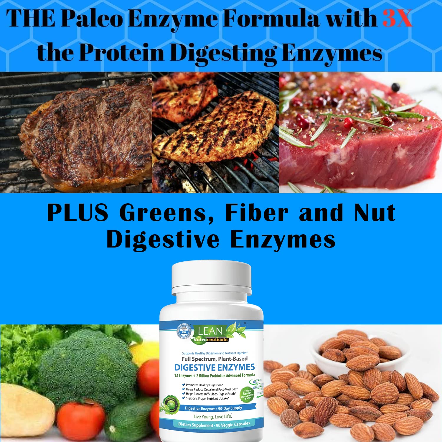 Digestive Enzymes with Probiotics, 90 Day Gut Health Supplement, 90 Cap LEAN Nutraceuticals Au supplements