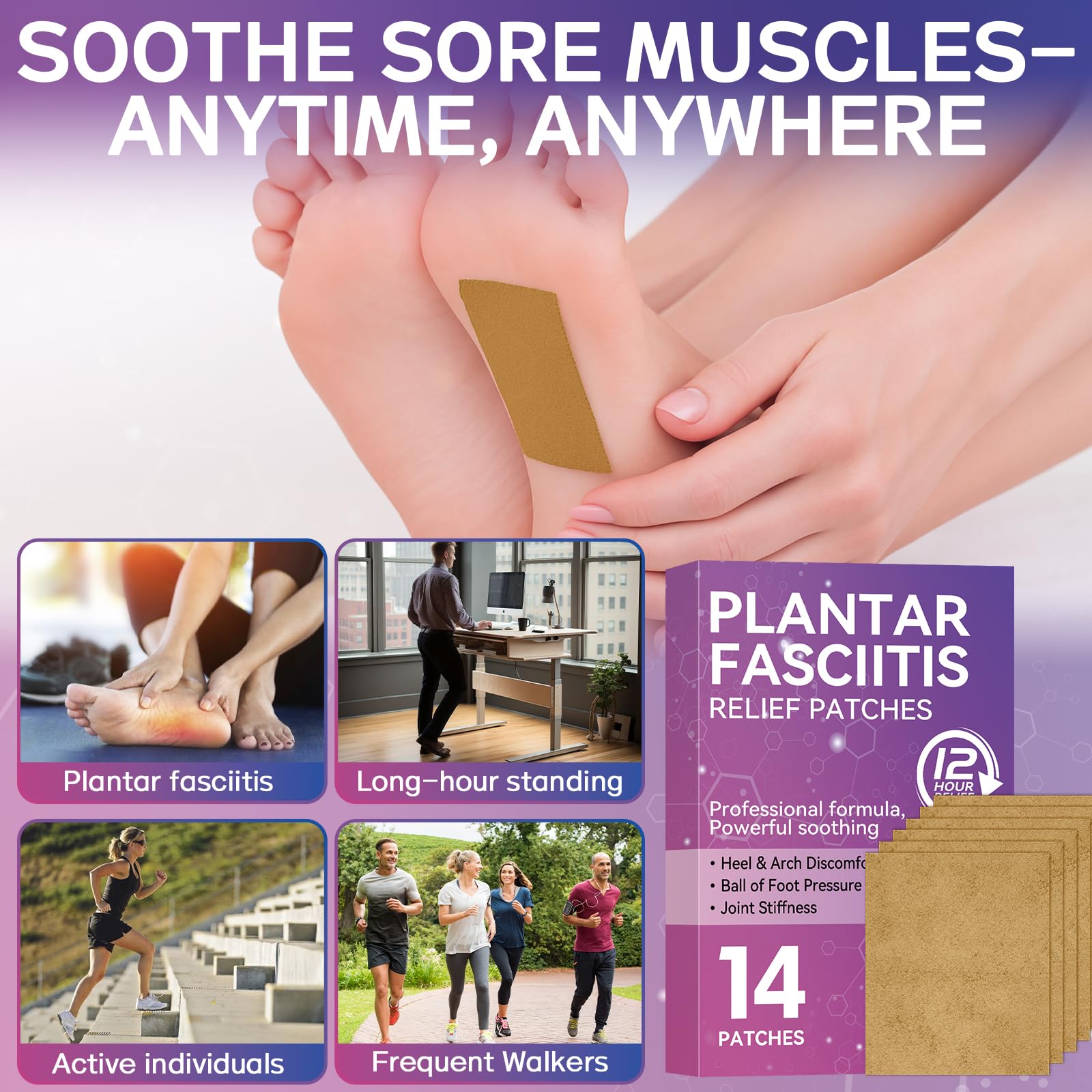 Mosconly Plantar Fasciitis Relief 14 Pcs, Natural Heel Discomfort Relief for Plantar Fasciitis, 12 Hour Maximum Strength Deep Hot, Soothing of Joint Soreness for Heel Discomfort Mosconly Au supplements