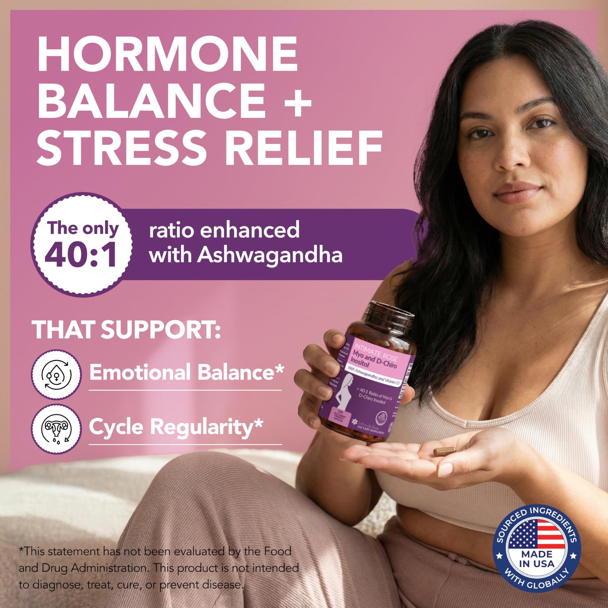 Intimate Rose Myo-Inositol & D-Chiro Inositol Supplement for Women - Hormone Balance & Ovarian Support for Women - Ideal 40:1 Ratio, Vitamin D3 + Ashwagandha Intimate Rose Au supplements