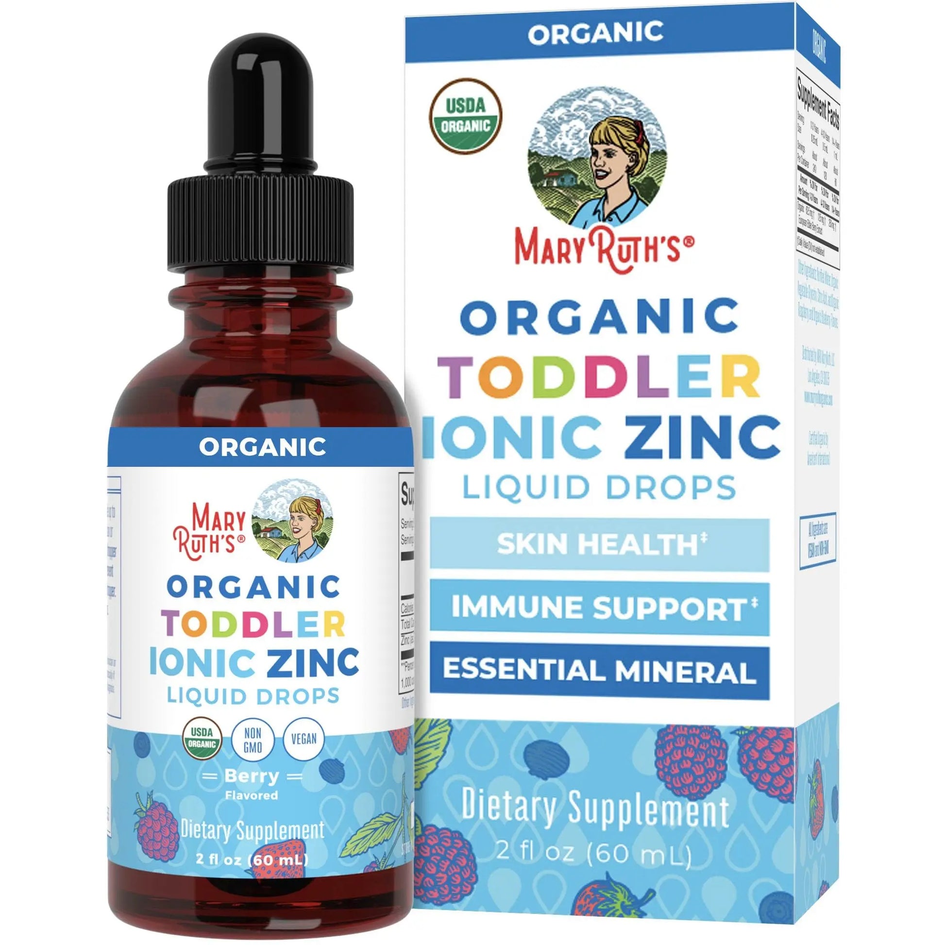 MaryRuth Organics USDA Toddler Liquid Drops | Zinc Sulfate | Immune Support Supplement| Skin Health | Vegan | Formulated for Ages 1-3 | Delicious Berry Flavor | 1 Month Supply | 2 Fl Oz MARYRUTH'S Au supplements