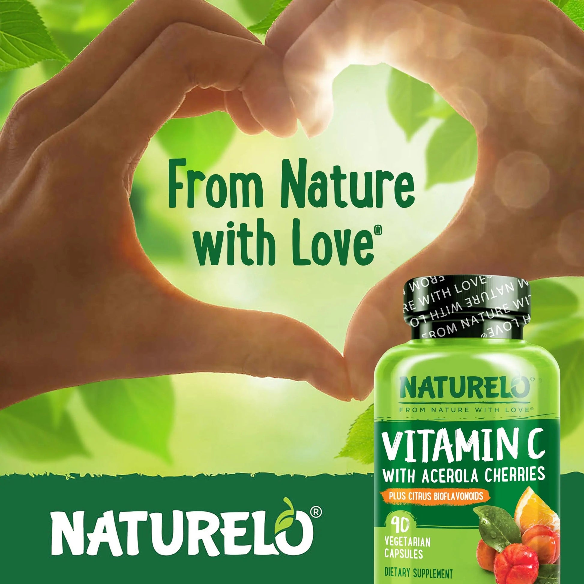 NATURELO Vitamin C with Organic Acerola Cherry Extract and Citrus Bioflavonoids - Vegan Supplement - Immune Support NATURELO Au supplements