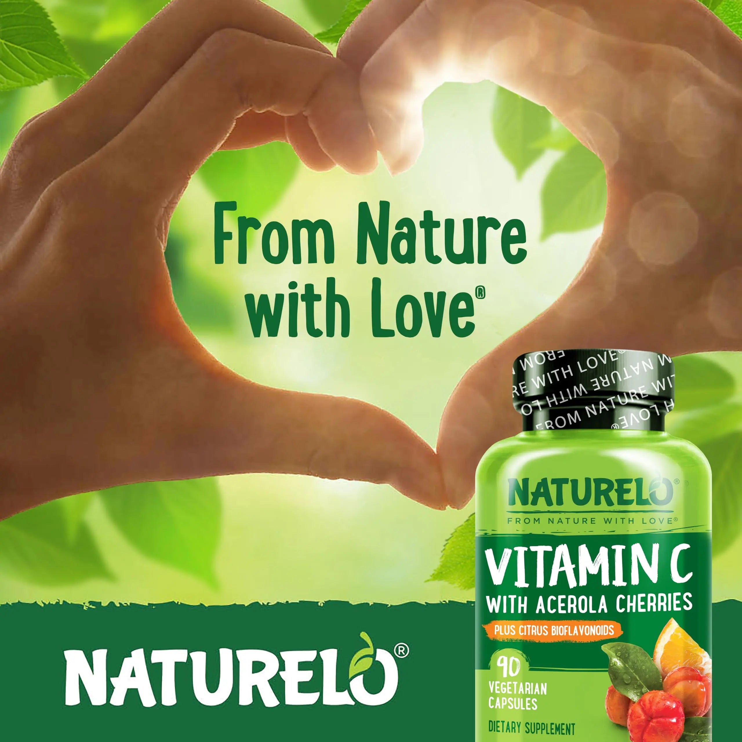 NATURELO Vitamin C with Organic Acerola Cherry Extract and Citrus Bioflavonoids - Vegan Supplement - Immune Support NATURELO Au supplements