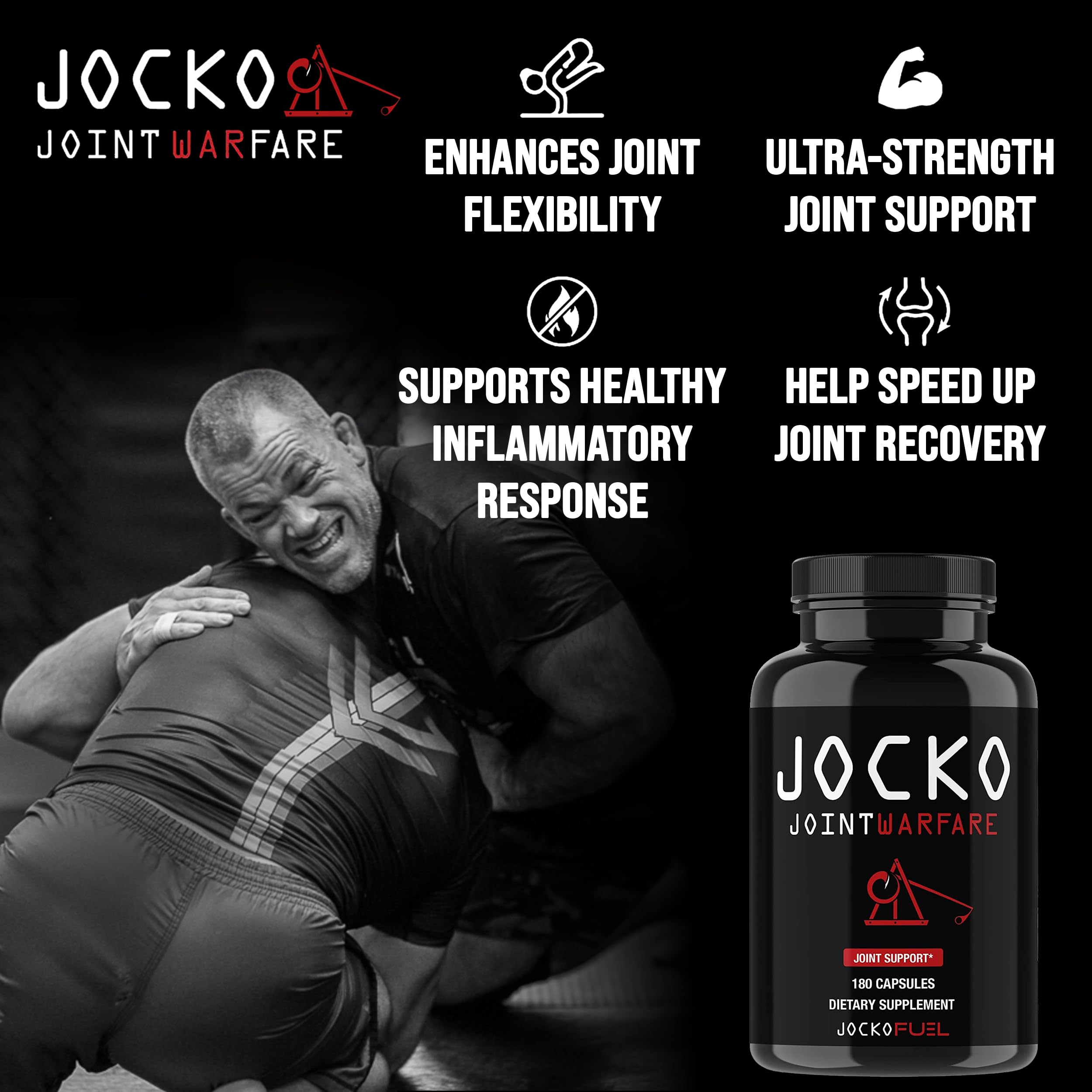 Jocko Fuel Joint Support Supplement - Glucosamine MSM for Joint Pain, Mobility, & Flexibility w/Turmeric & Boswellia (180 Capsules) Jocko Fuel Au supplements