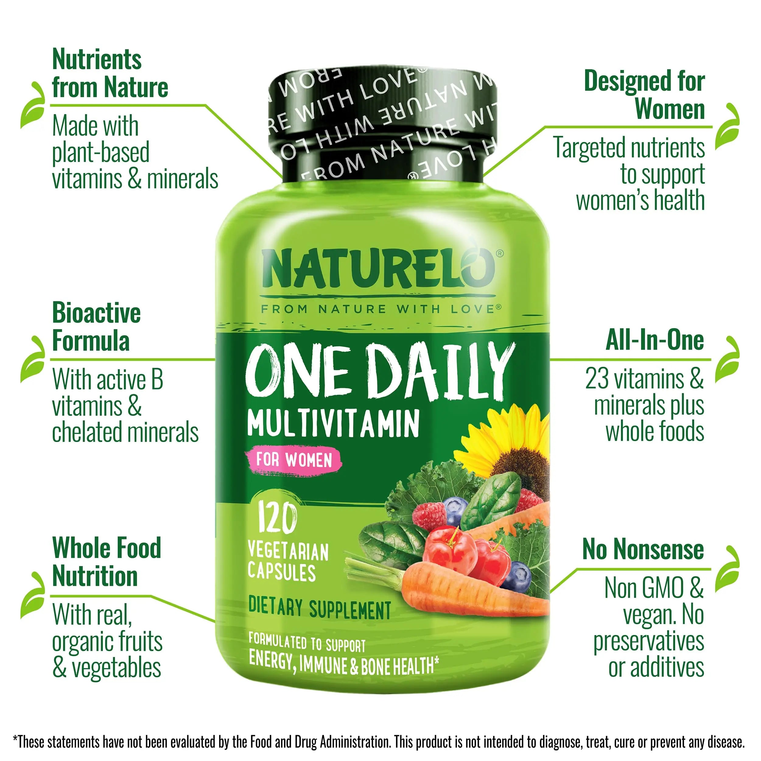 NATURELO One Daily Multivitamin for Men, 120 Vegetarian Capsules One Daily Multivitamin for Women NATURELO Au supplements