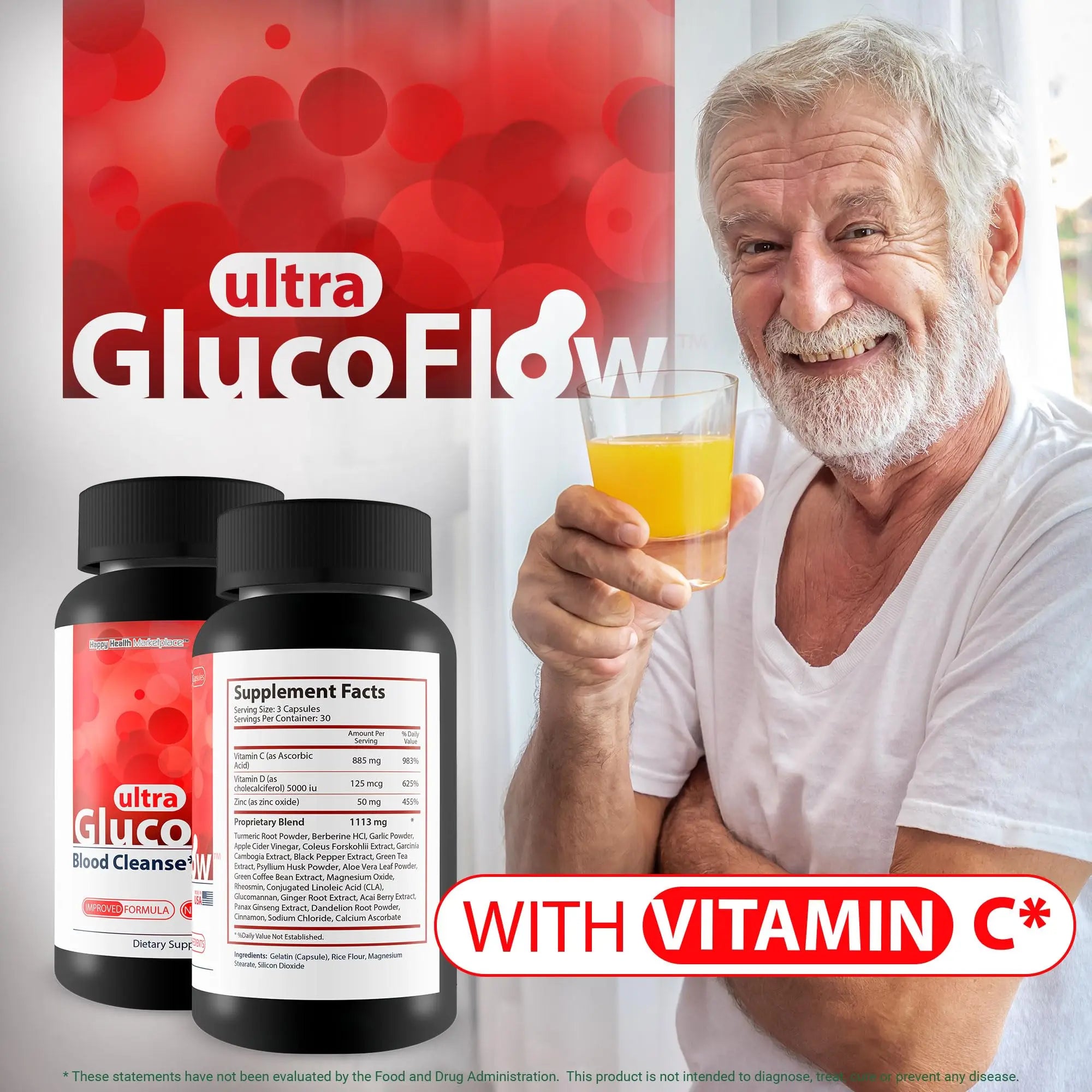 Ultra Gluco Flow - Improved Formula - Our Best Blood Cleanse Detox Cleanse Blood Support Pills - Blood Health Blood Circulation Pills Detox Cleanse Blood Gluco Bio Sweet Relief Glycogen Support Happy Health Marketplace Au supplements