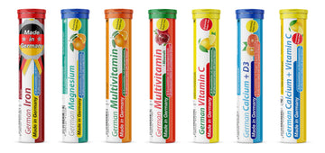 T&D German Vitamin, Minerals - 140 Vegan/Vegetarian Drink Effervescent Tablets - Mixed Fruit Flavor Box - Made in Germany T&D Au supplements