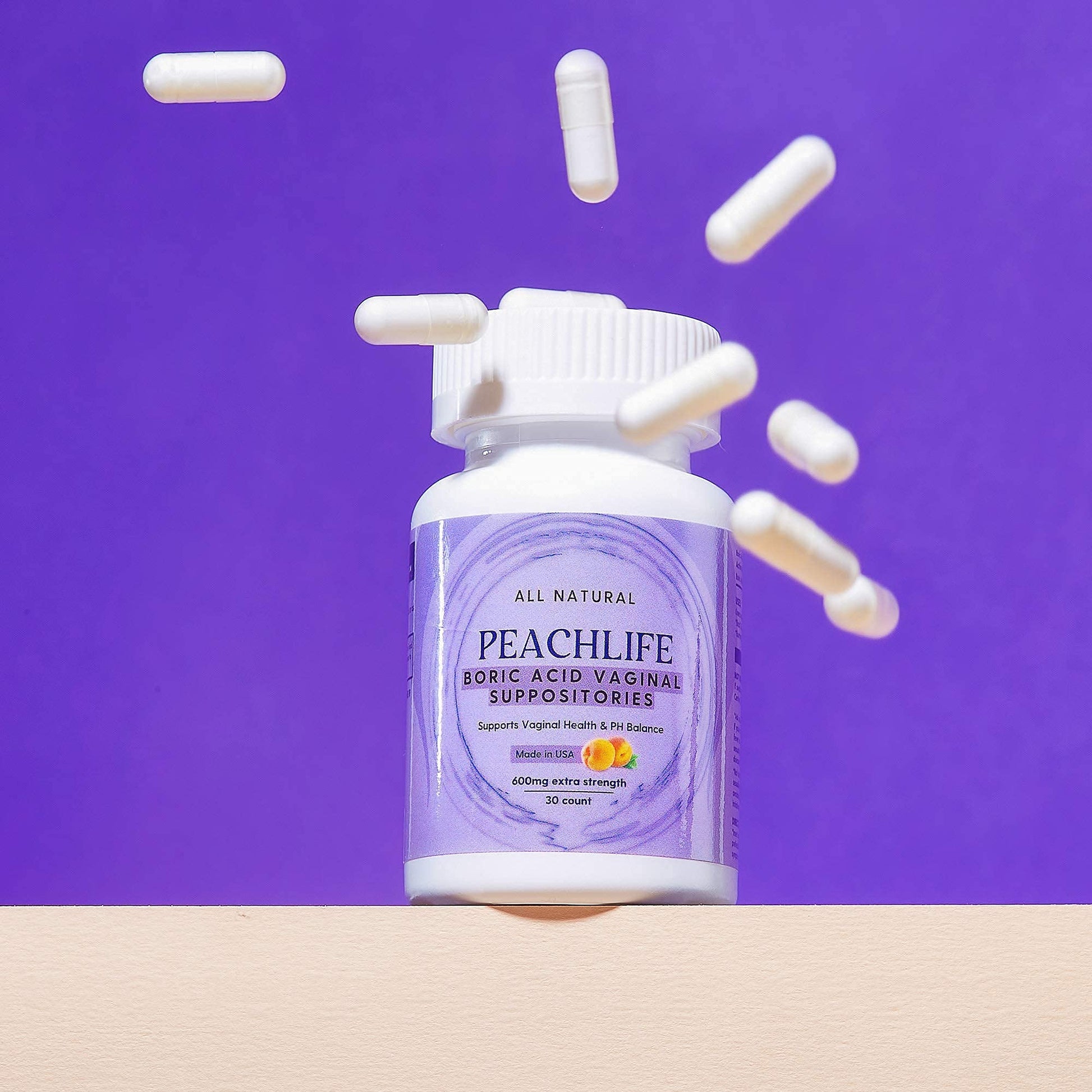 Peachlife Boric Acid Suppositories and Small Soft Menstrual Cup with Ring Pull Peachlife Au supplements