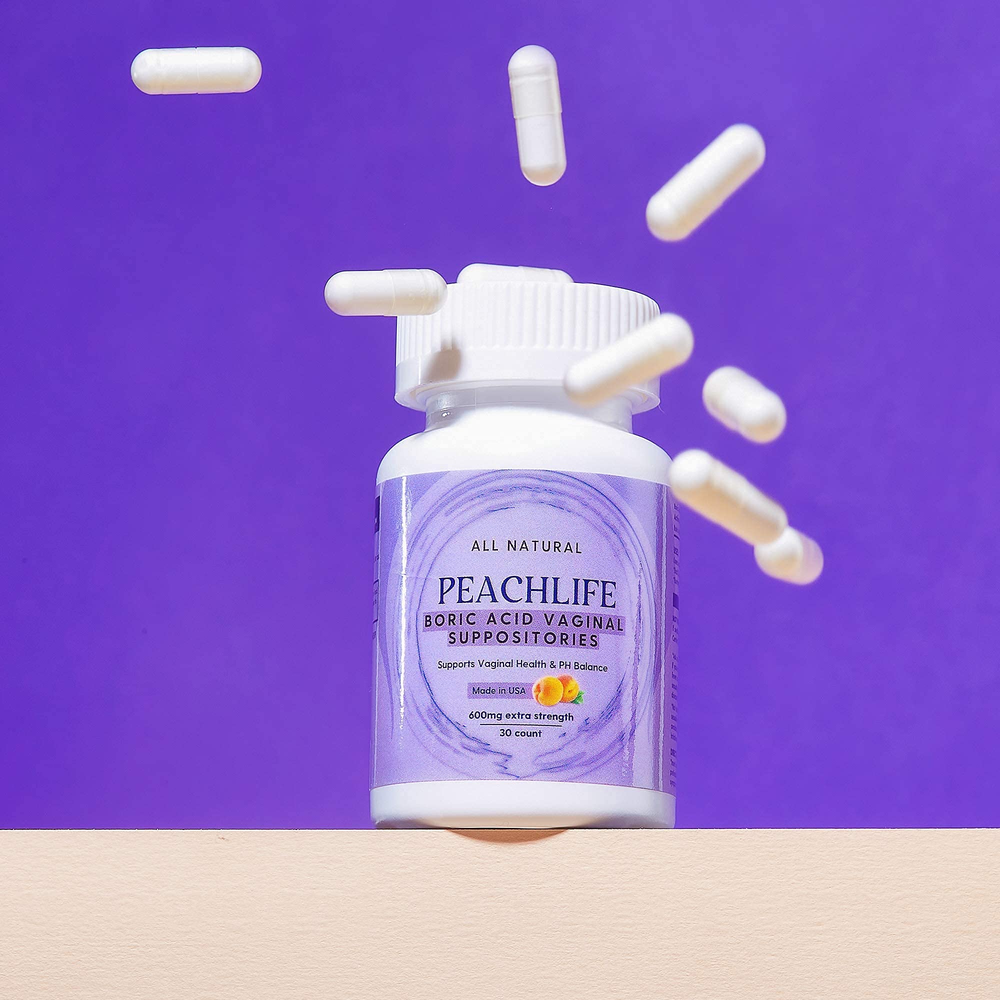 Peachlife Boric Acid Suppositories and Small Soft Menstrual Cup with Ring Pull Peachlife Au supplements