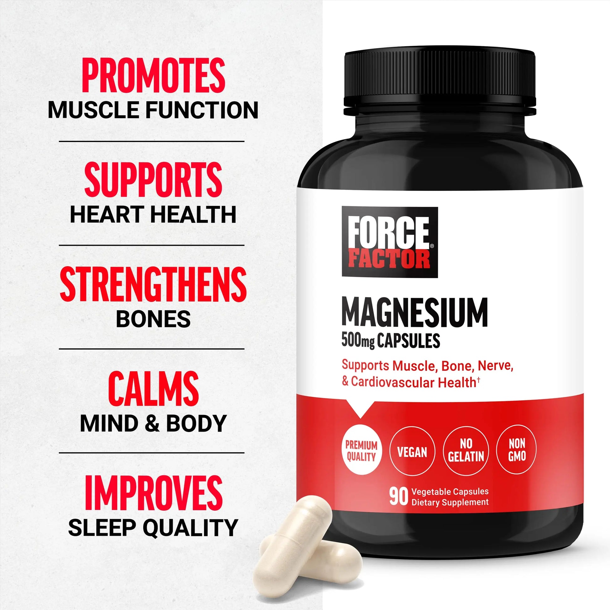 Force Factor Magnesium Complex Supplement to Support Muscles, Bones, Nerves, and Cardiovascular Health, Magnesium Glycinate, Magnesium Citrate, and Magnesium Oxide, Vegan, Non-GMO, 90 Capsules Force Factor Au supplements