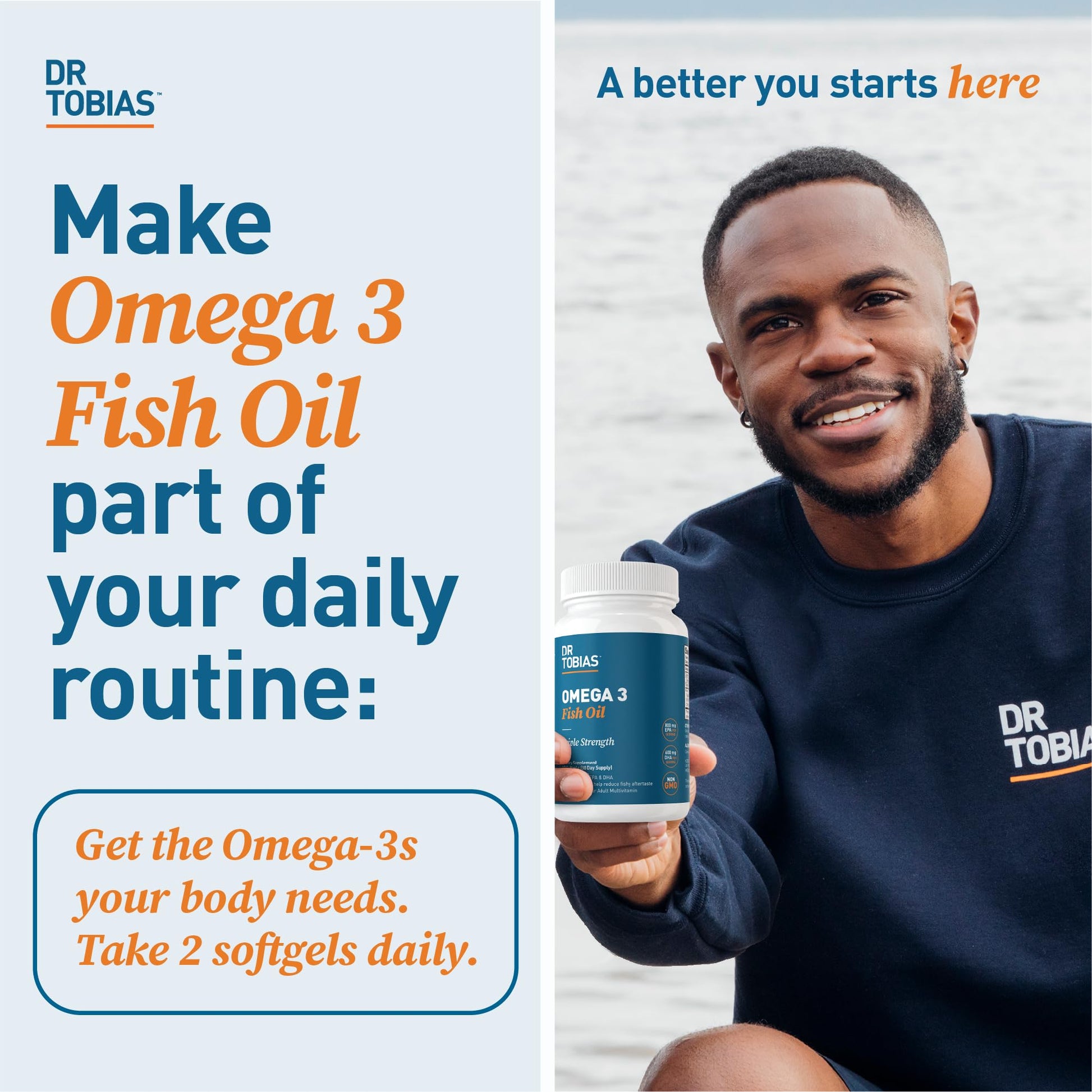 Dr. Tobias Omega 3 Fish Oil, 800 mg EPA 600 DHA Supplement for Heart, Brain & Immune Dr. Tobias Au supplements