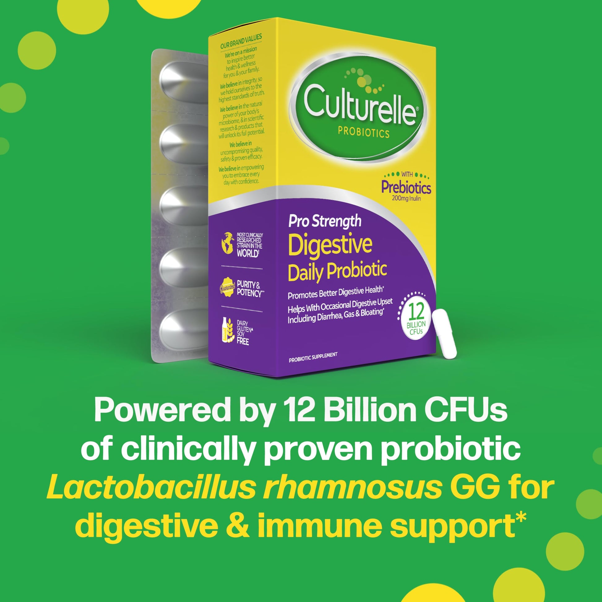 Culturelle Pro Strength Daily Probiotics For Digestive Health (2 Month Supply) with Prebiotics for Women & Men, Supports Occasional Diarrhea, Gas & Bloating, Gluten & Soy Free, 60 Count Culturelle Au supplements