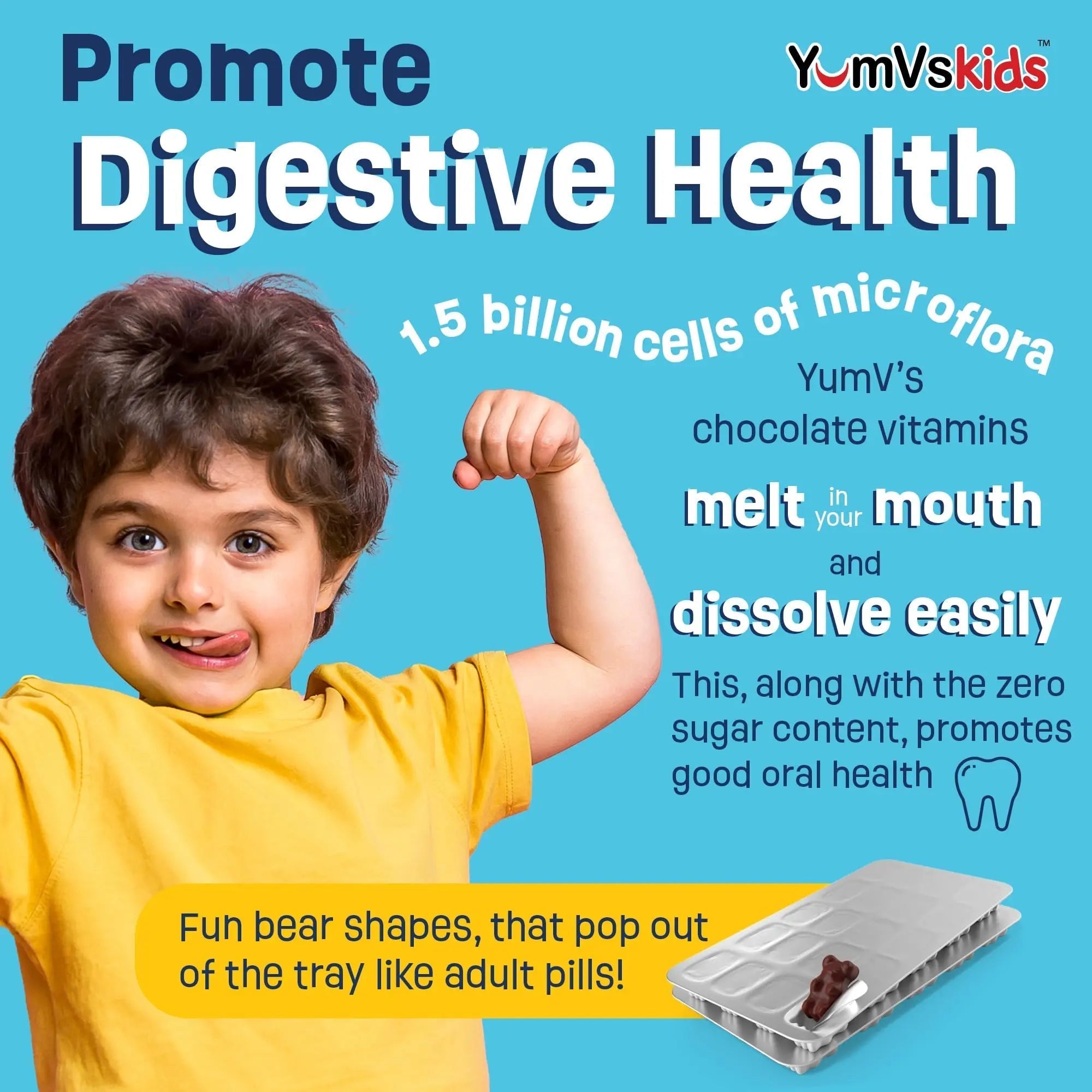 YUM-V'S Probiotics & Multivitamin Bundle for Kids – Probiotic with Prebiotic Fiber Chocolate Bears + Multivitamin & Multimineral with Iron Chewables – Digestive, Immune & Overall Health Support YUM-V'S Au supplements