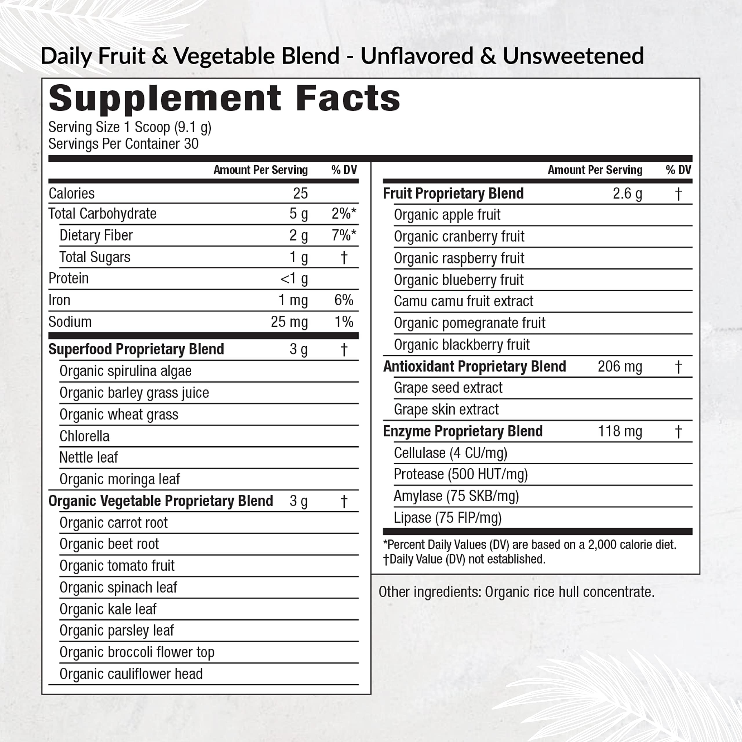 Equilife Daily Fruit & Vegetable Blend, Superfood Antioxidant Supplement with 22 Organic Fruits & Vegetables, Unflavored, Vitamin C, Fiber, 9 Essential Amino Acids, Supports Energy, 30 Servings Tub Equilife Au supplements