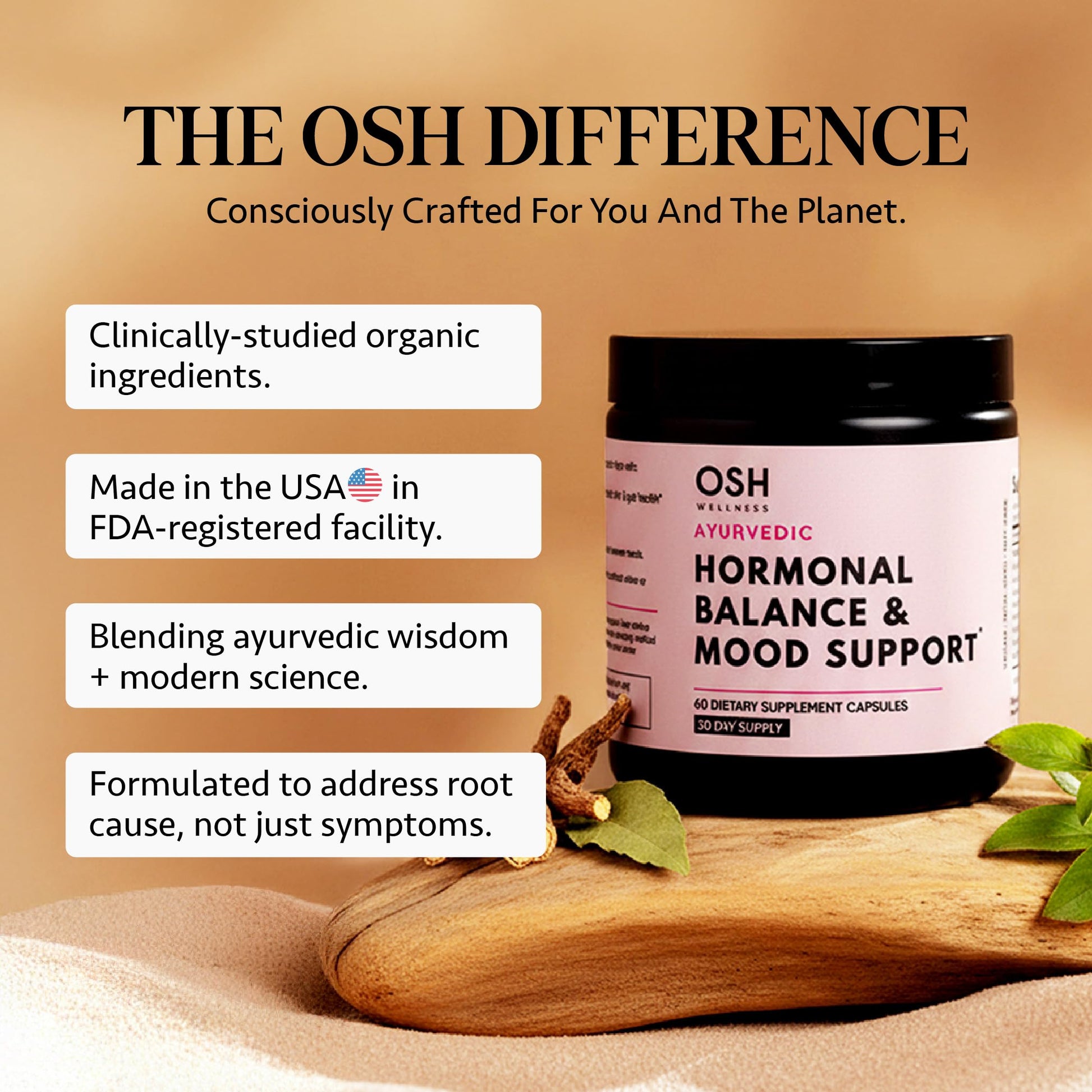 Ayurvedic Hormone Balance for Women | Cortisol Reducer | Mood, Energy, & Sleep Support | Regulates Estrogen | Stress Relief | Ashwagandha, Rhodiola, & Shatavari | Made in USA | 60 Ct. - OSH Wellness Freshly Moms Au supplements
