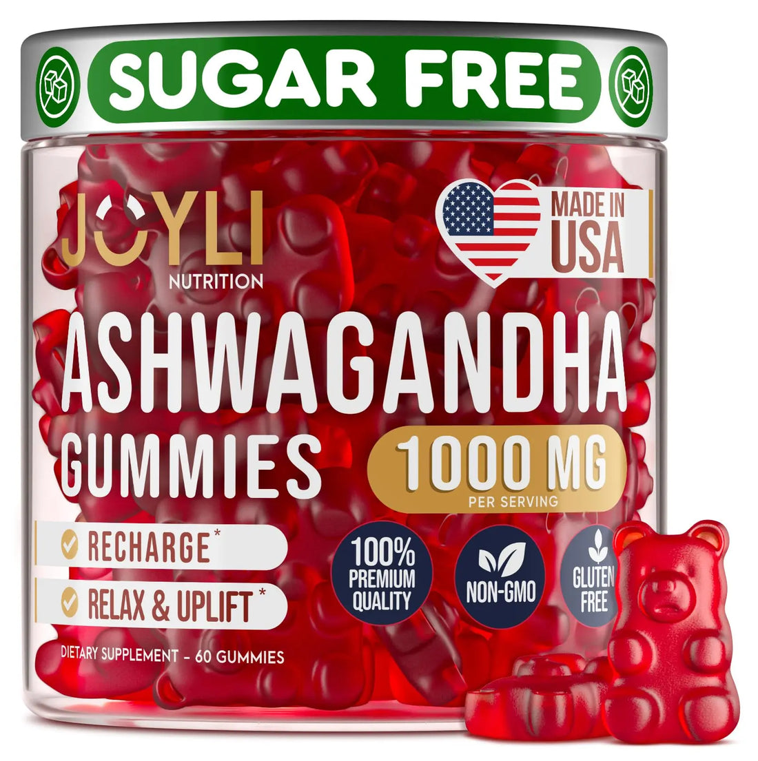 Ashwagandha Gummies for Women & Men - Natural Calm Gummies with Ashwagandha Root Extract Vitamin C Zinc - Ashwagandha Herbal Supplement for Sleep Stress Balance - 60 Vegan Sugar Free Chews JOYLI Nutrition uk supplements