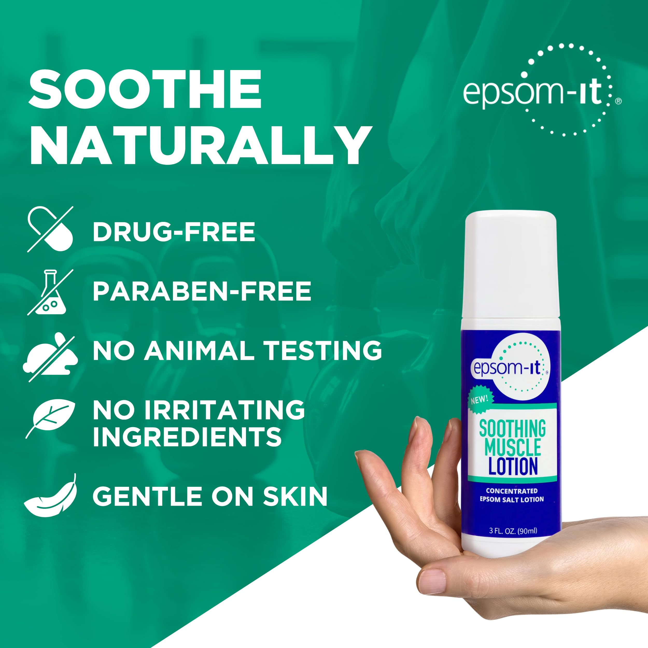 Epsom-It Soothing Muscle Lotion - Roll On Epsom Salt Lotion with Arnica for Muscle Stiffness, Leg, Knees and Feet Discomfort, Topical Magnesium Cream, 3oz EPSOM-IT Au supplements