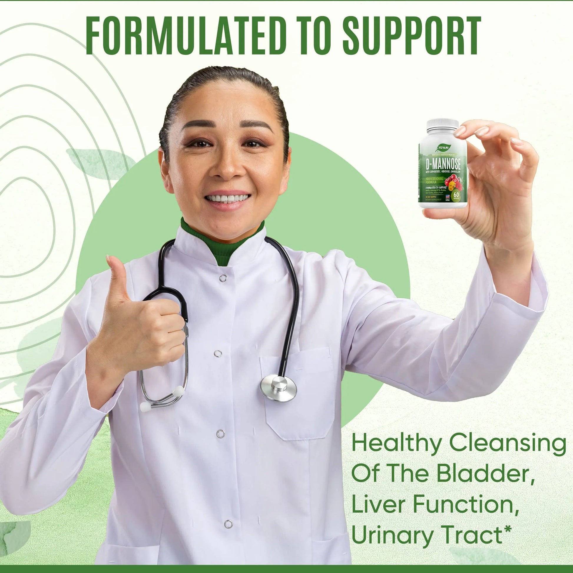 YEVANI 100% Pure D-Mannose Capsules 1000 mg with Cranberry, Hibiscus, and Dandelion Extract, Fast Acting Professional UTI Prevention Formula for Urinary Tract Health and Bladder Support YEVANI Au supplements