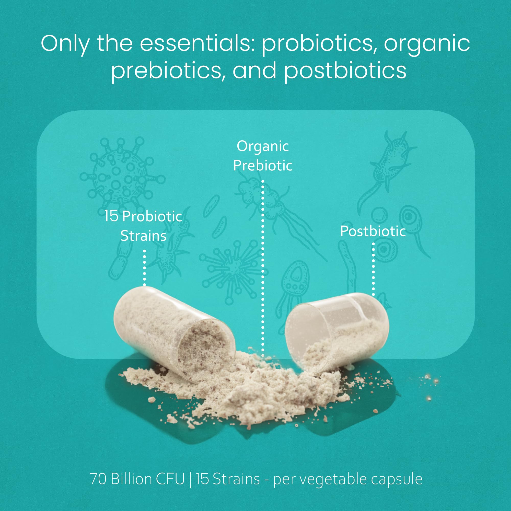 NaturaLife Labs Probiotics 70 Billion CFU – 15 Strains with Organic Prebiotic & Postbiotic – 3-in-1 Formula – 30 Vegan Capsules NaturaLife Labs Au supplements