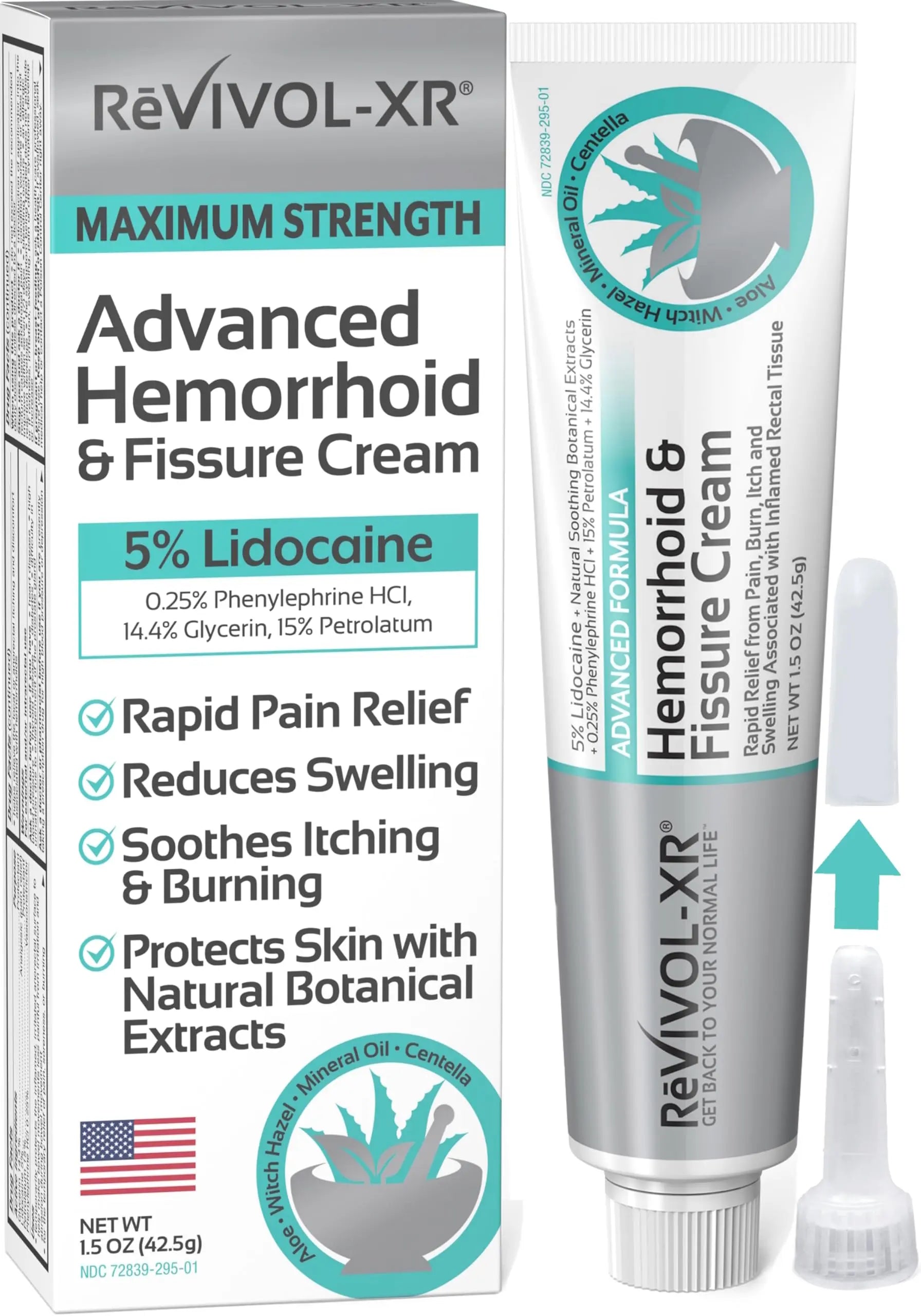 REVIVOL-XR Advanced Hemorrhoid Treatment. 5% Lidocaine + Shrinks + Protects Skin + Aloe + Witch Hazel + Botanicals, External & Internal Use. Most Complete OTC Ointment + Fissure Cream. Made in USA. REVIVOL-XR Au supplements