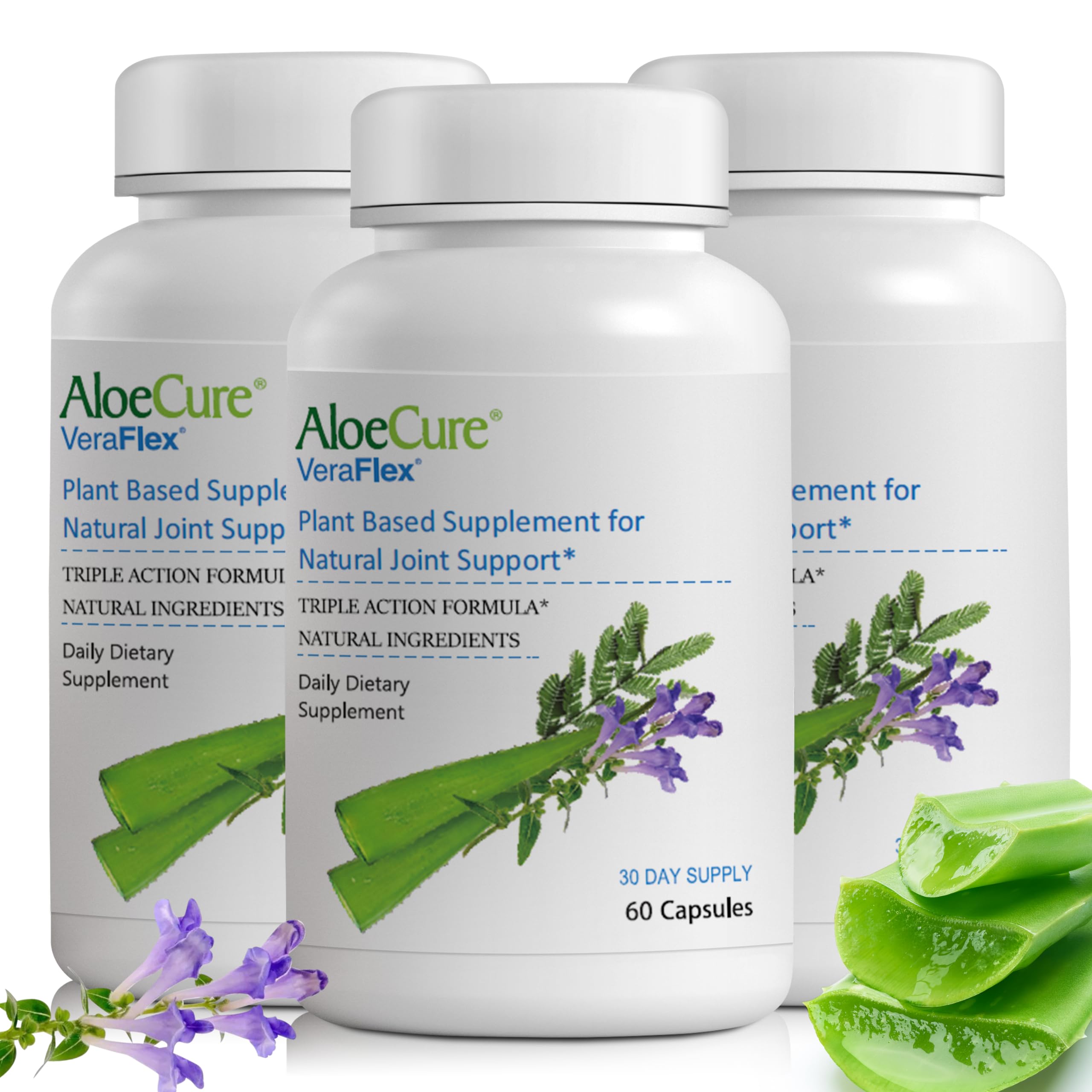 AloeCure VeraFlex Natural Joint Health, 60 Capsules, Clinically Tested Natural Plant-Based Formula to Support Comfort, Mobility and Flexibility - Featuring Organic Aloe Vera, 3-Pack AloeCure Au supplements